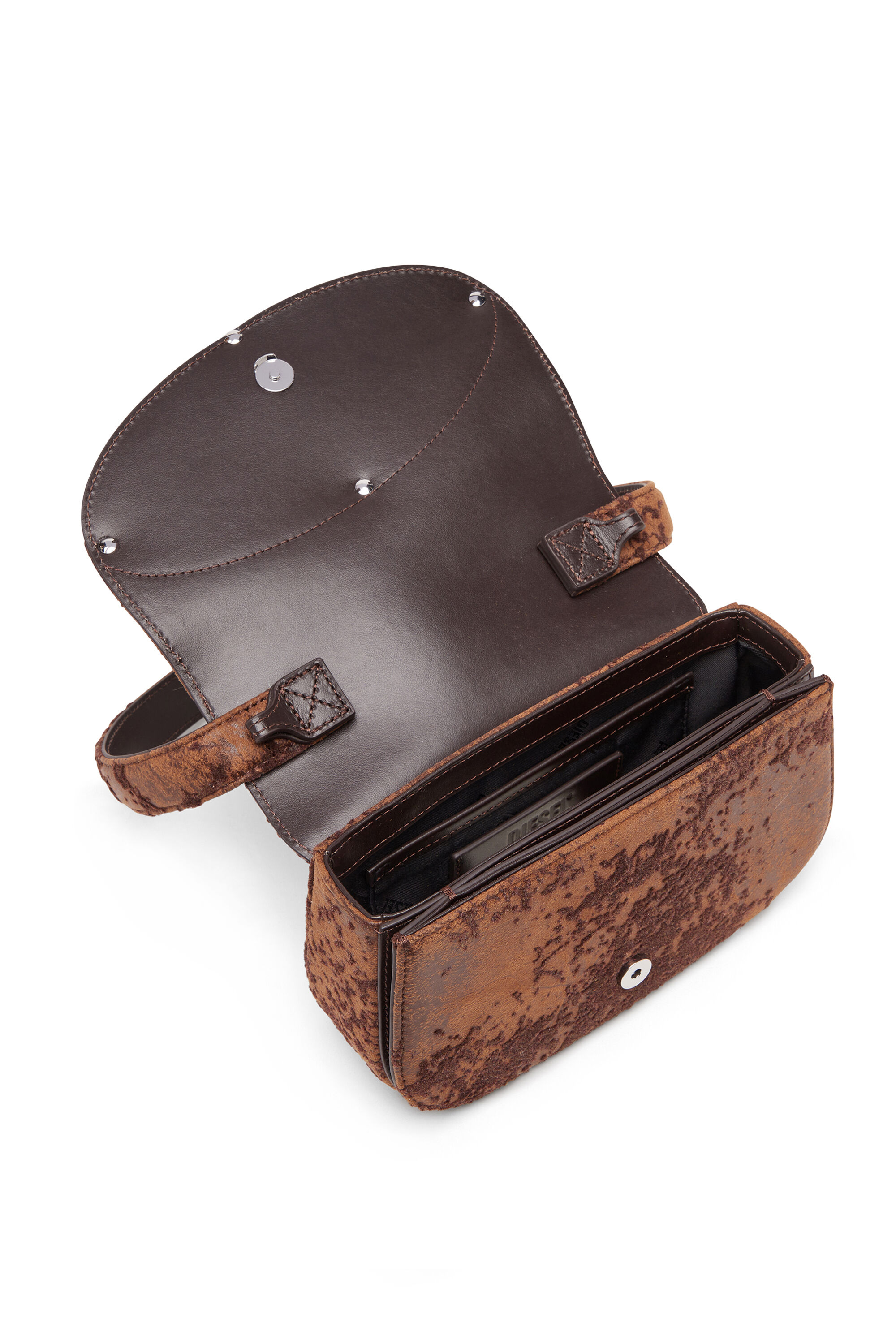 Diesel - 1DR, Woman's 1DR-Iconic shoulder bag in flocked fabric in Brown - 5