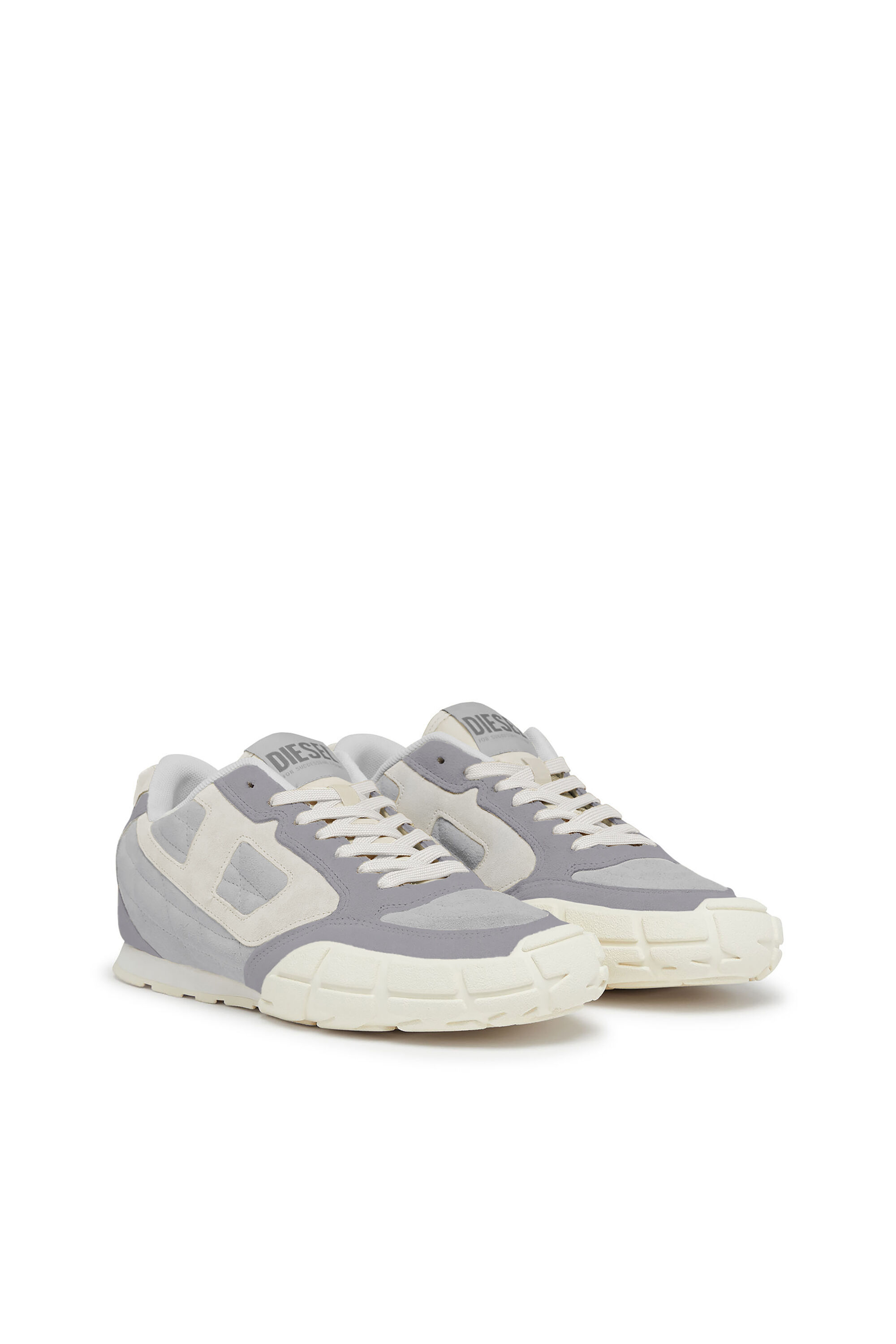Diesel - S-PAGODHA LOW, Man's S-Pagodha-Quilted suede sneakers in Grey/White - 2