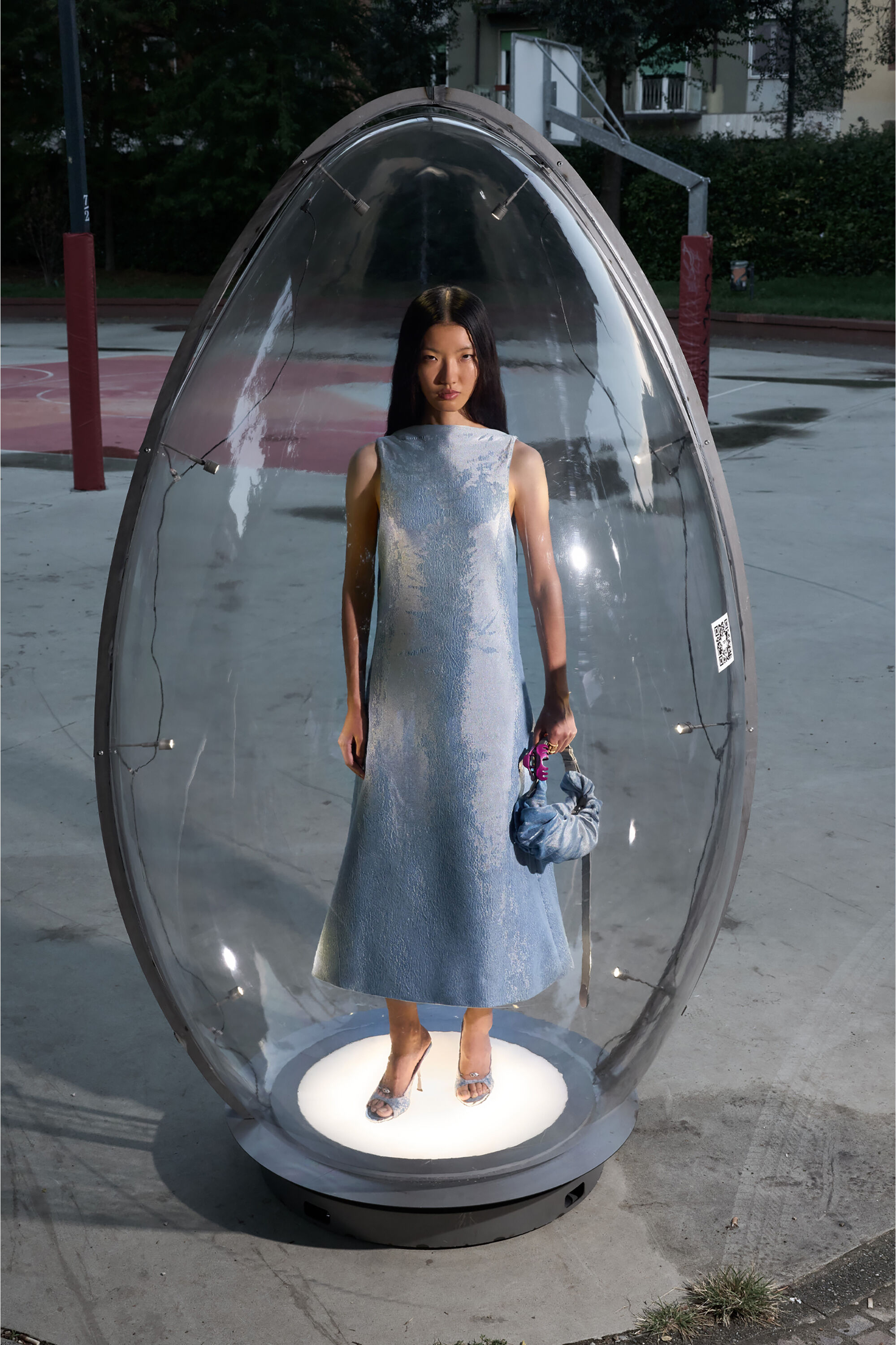 Diesel - GRAB-D HOBO S, Woman's Grab-D-Scrunched hobo bag in satin denim in Blue - 1