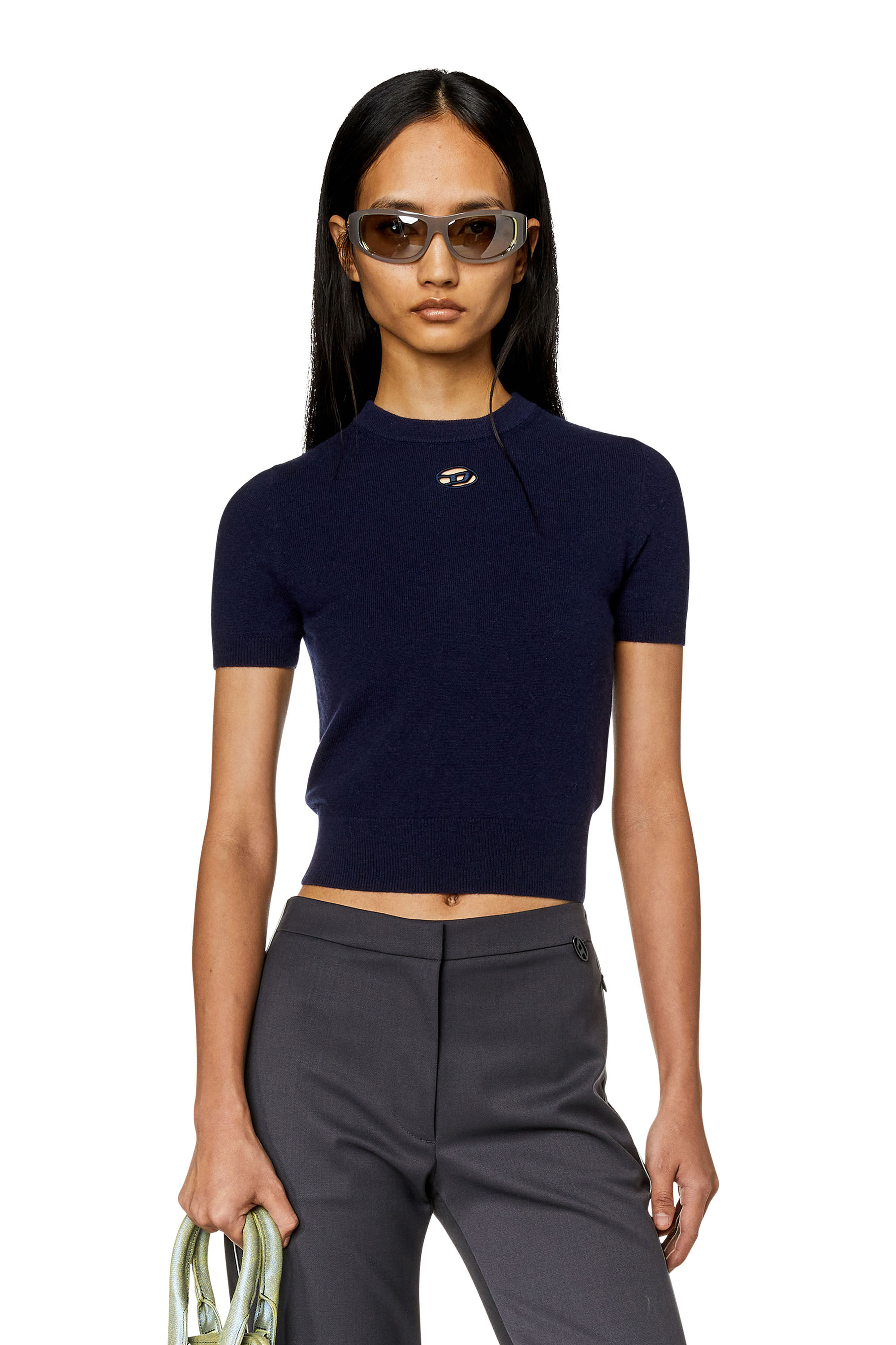 Diesel - M-ARGA, Woman Wool and cashmere top in Blue - Image 3