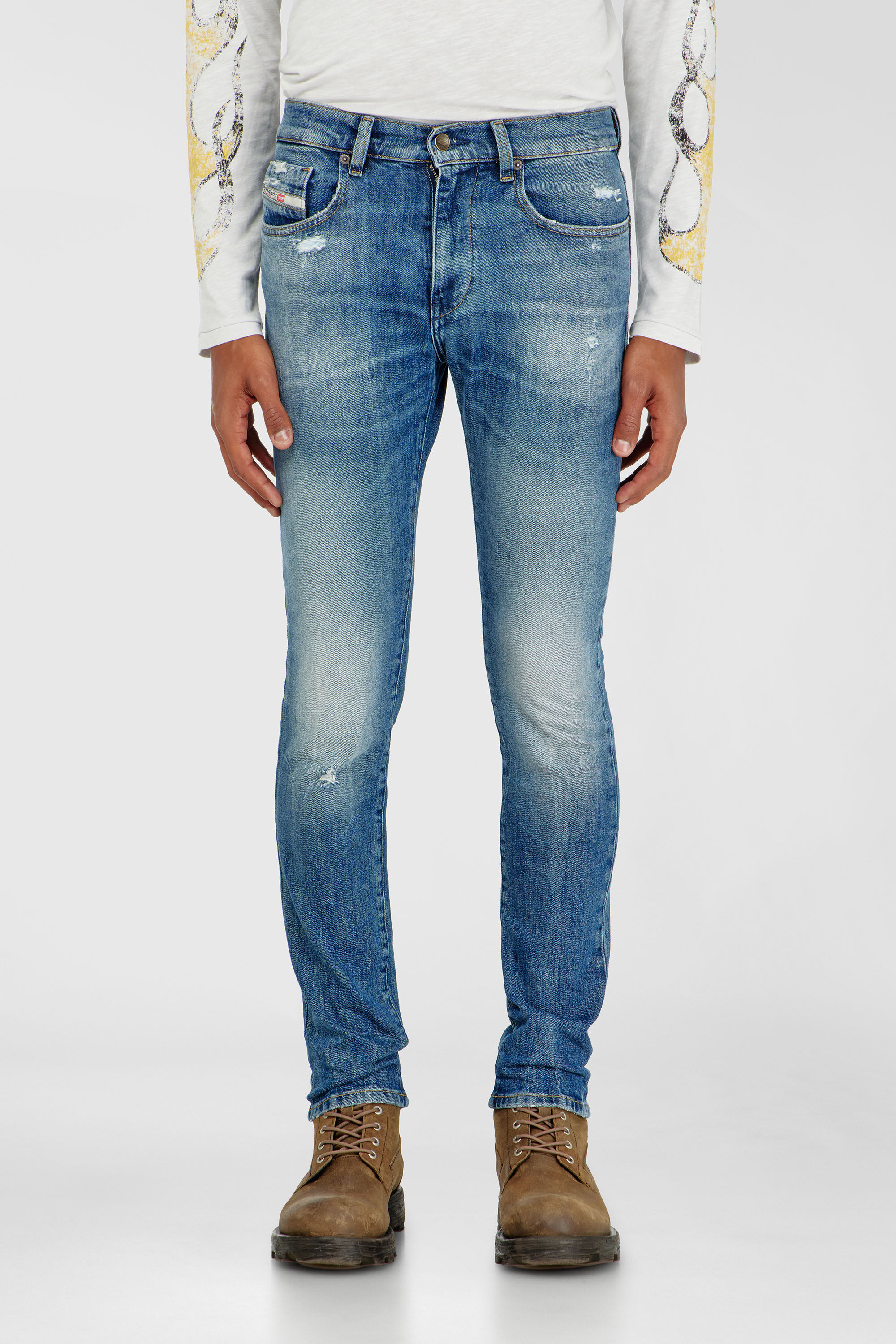 Diesel - Man's Slim Jeans 2019 D-Strukt 0KICR, Medium blue - 4