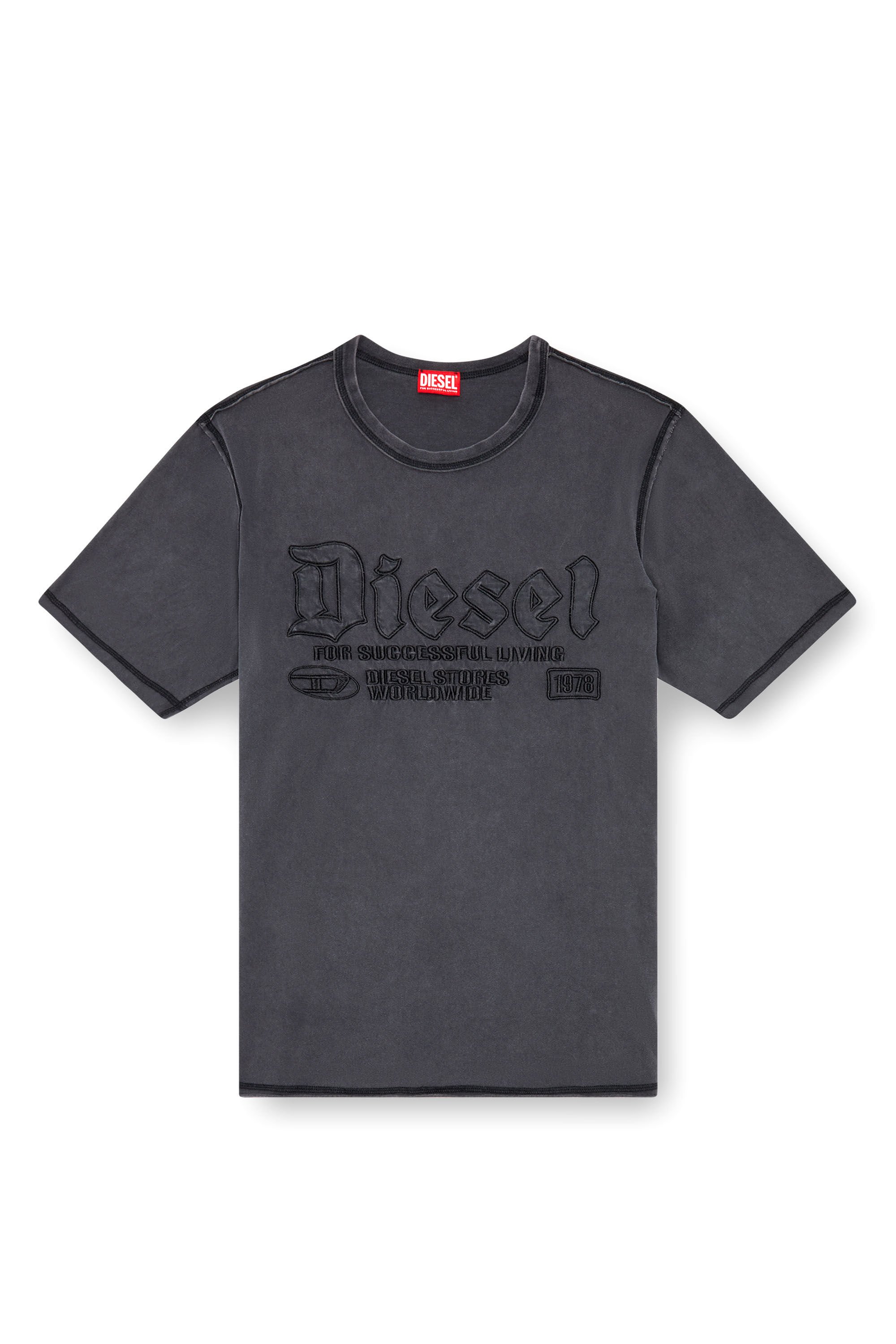 Diesel - T-RAWJUST, Man Faded T-shirt with tonal embroidery in Black - Image 2