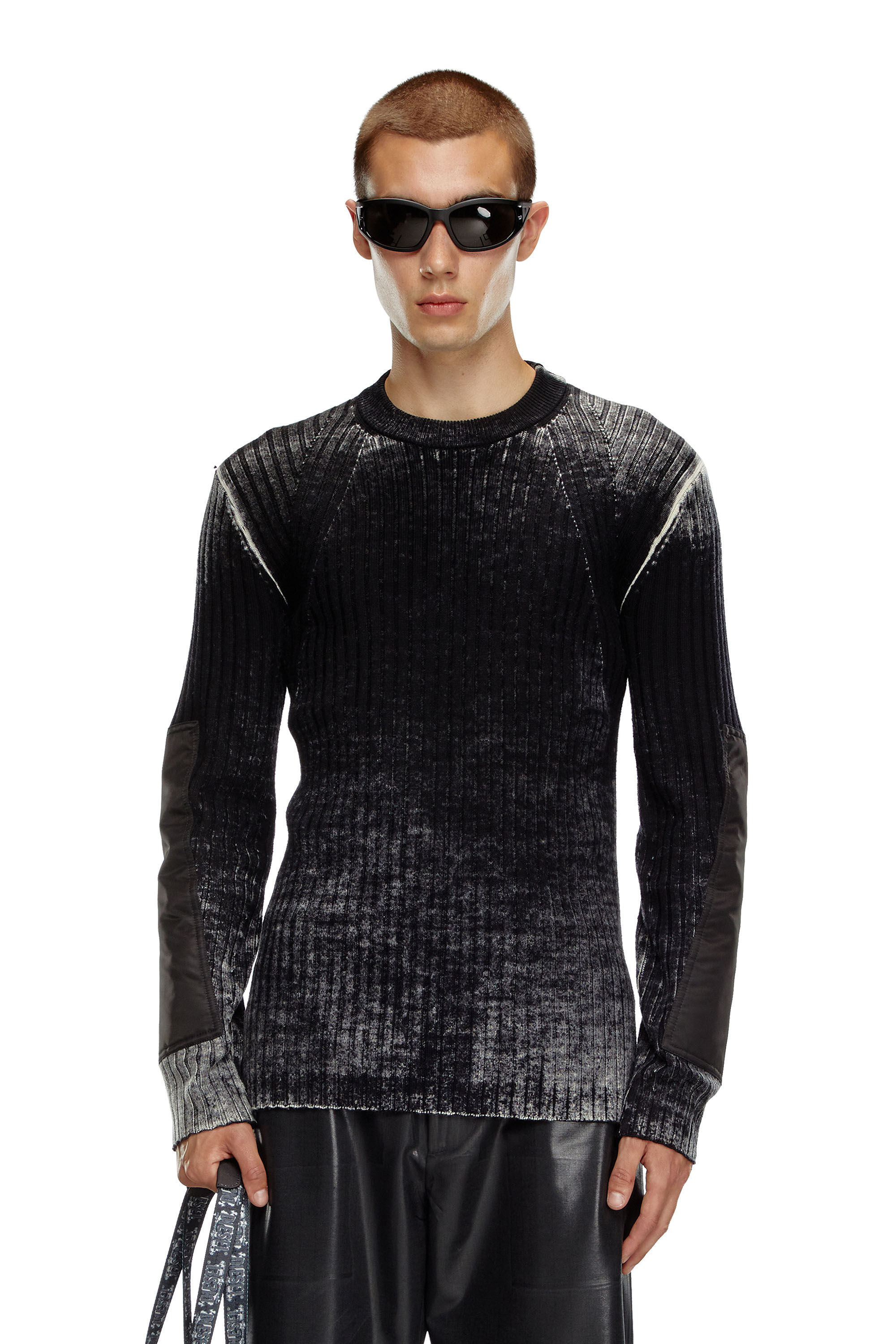Diesel - K-RETRO, Man Wool jumper with elbow patches in Black - Image 3