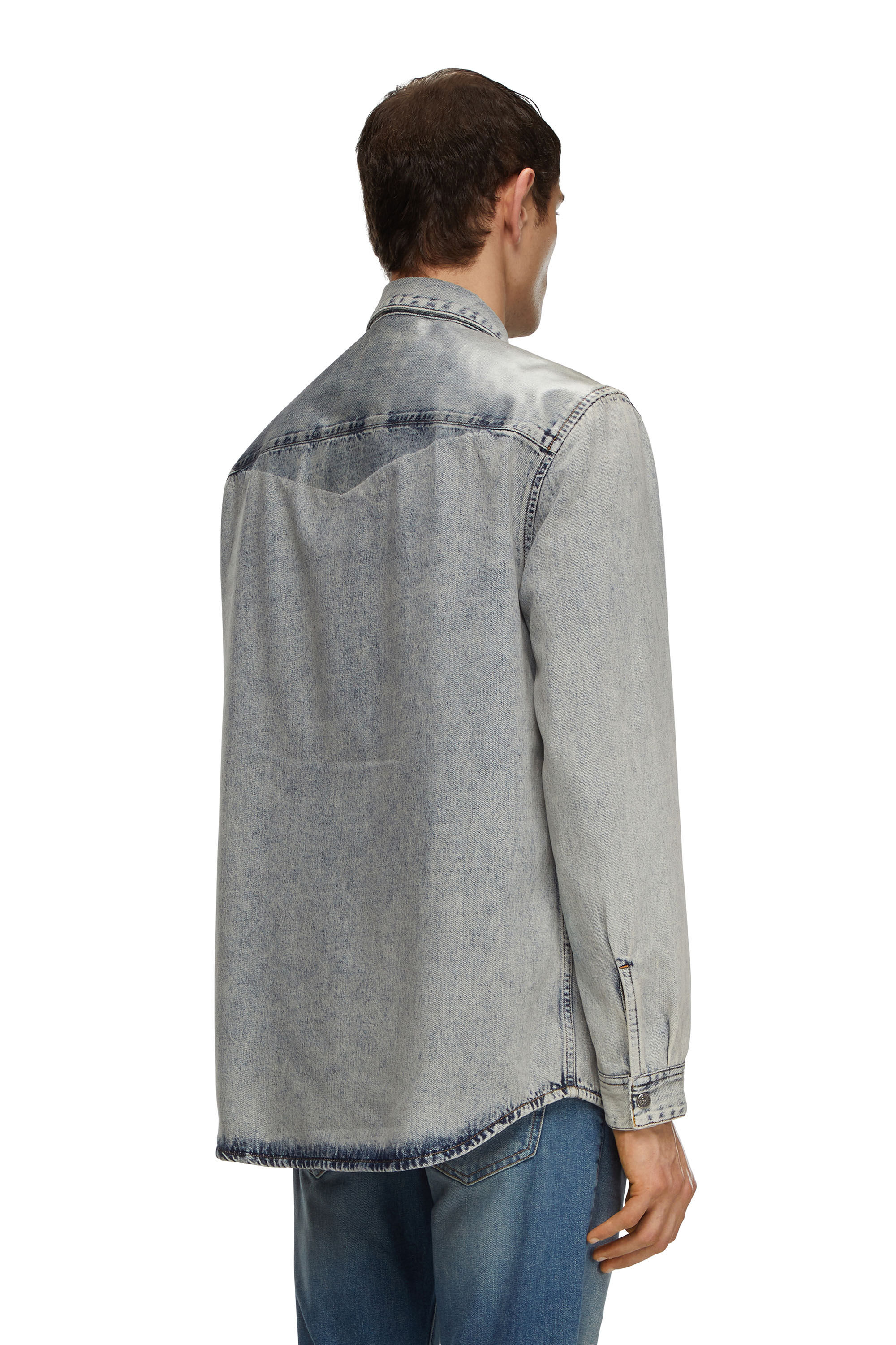 Diesel - D-SIMPLY-S2, Man Stretch denim shirt with coated yoke in Blue - Image 2
