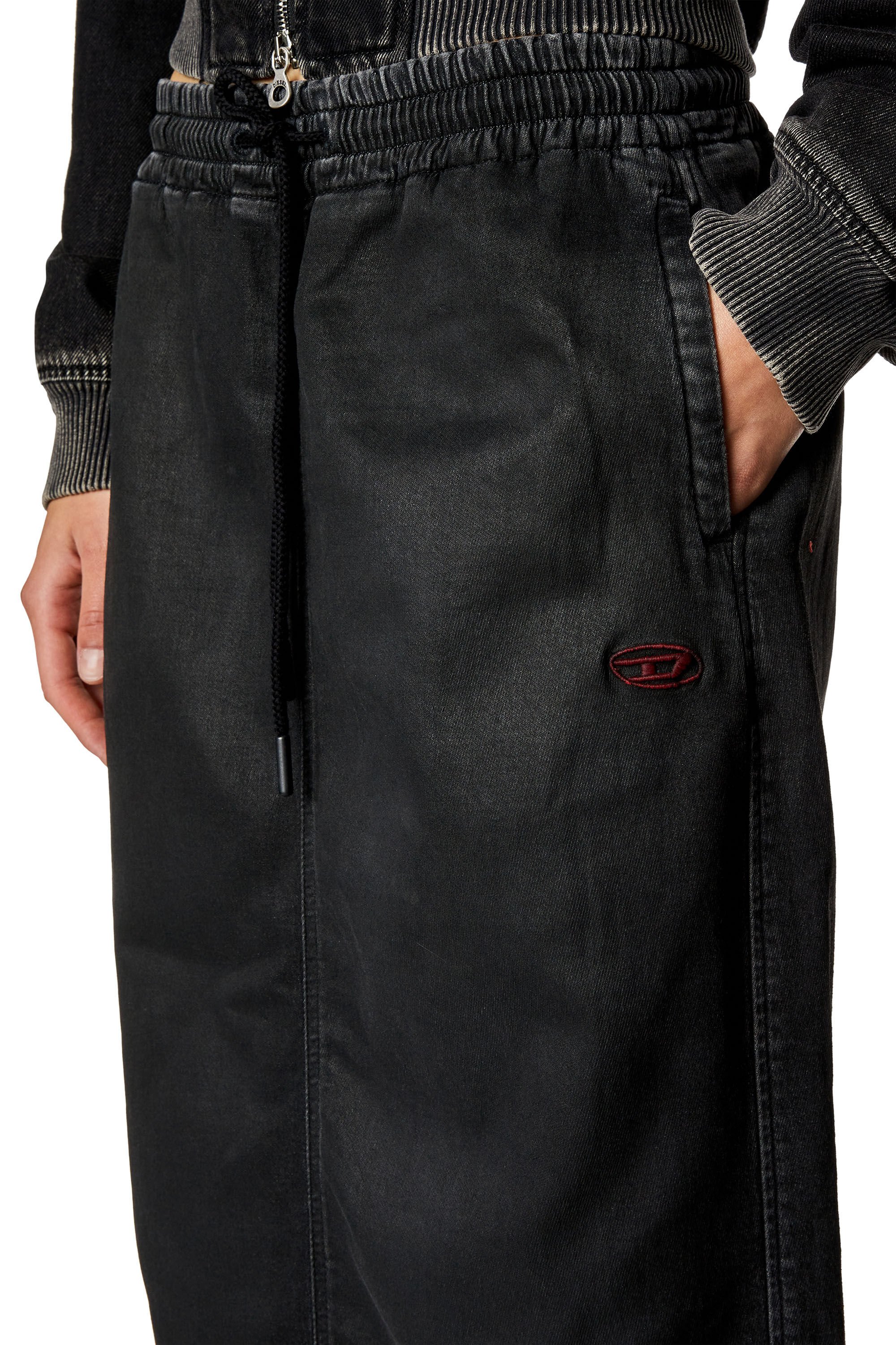 Diesel - DE-OREN JOGG, Woman Skirt in coated denim in Black - Image 5