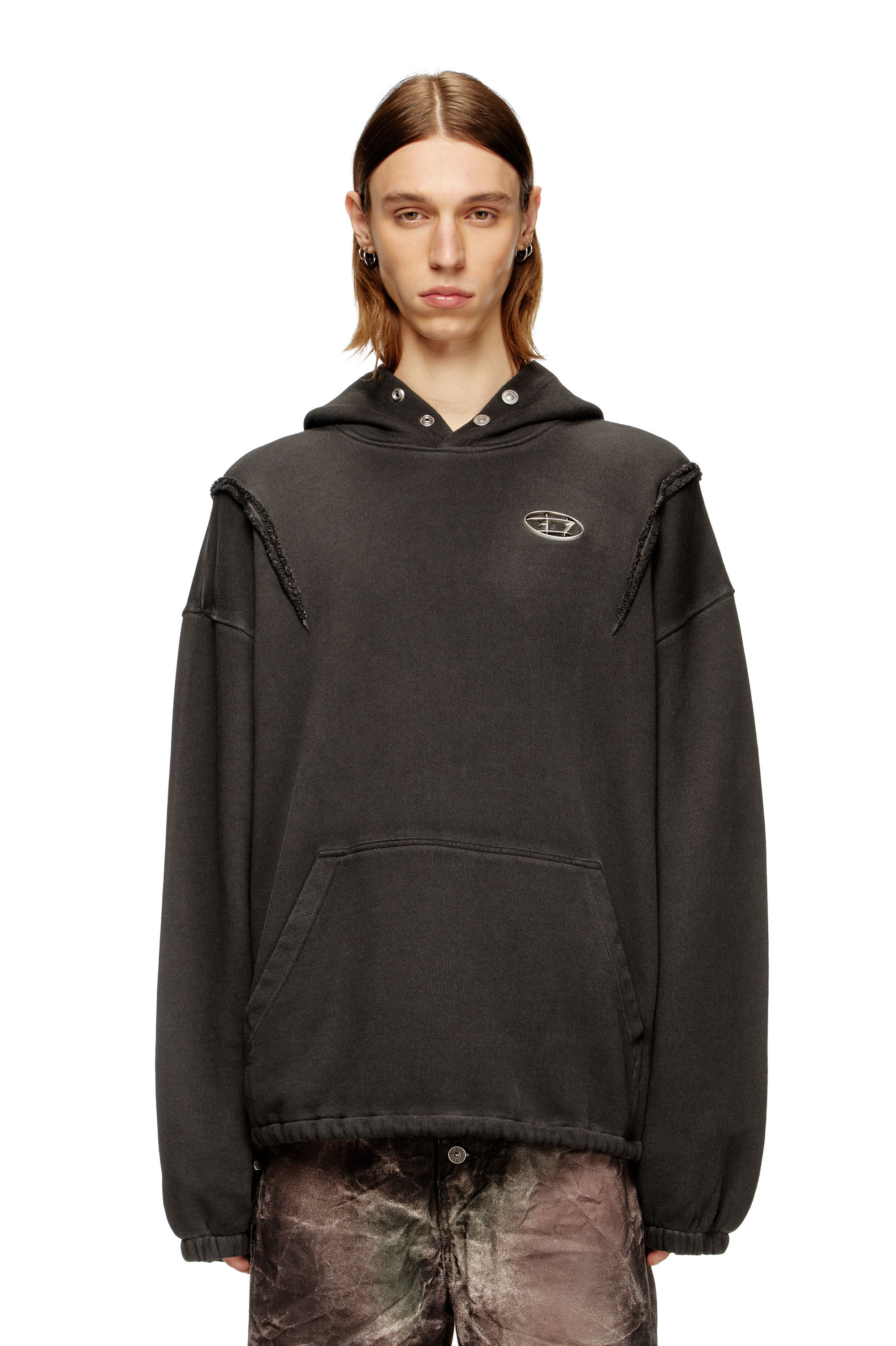 Diesel - S-THUG-HOODIE, Unisex's Hoodie with faded effect in Black - 3