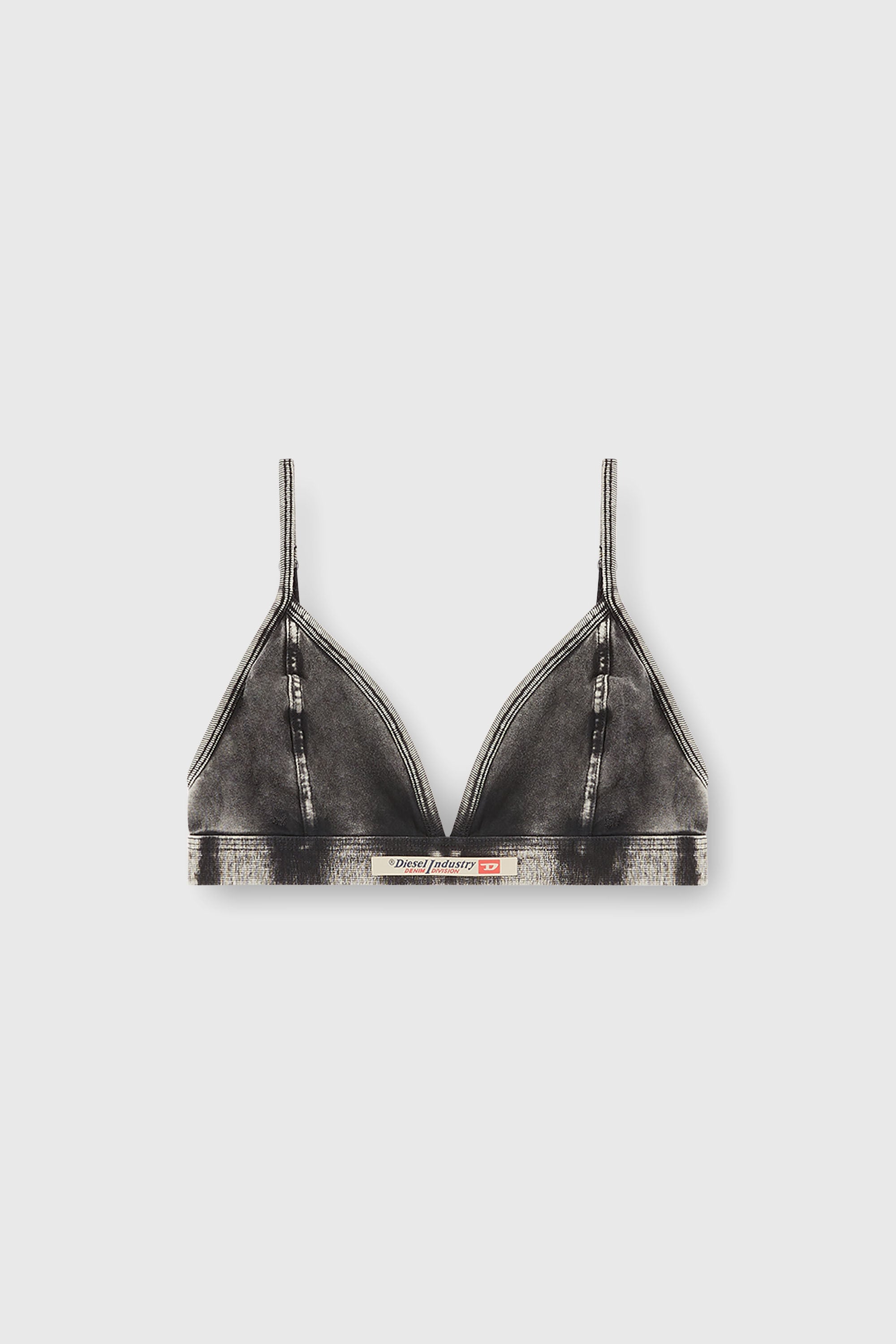 Diesel - SCILLA-DNM, Woman's Denim-effect triangle bra in Dark grey - 2
