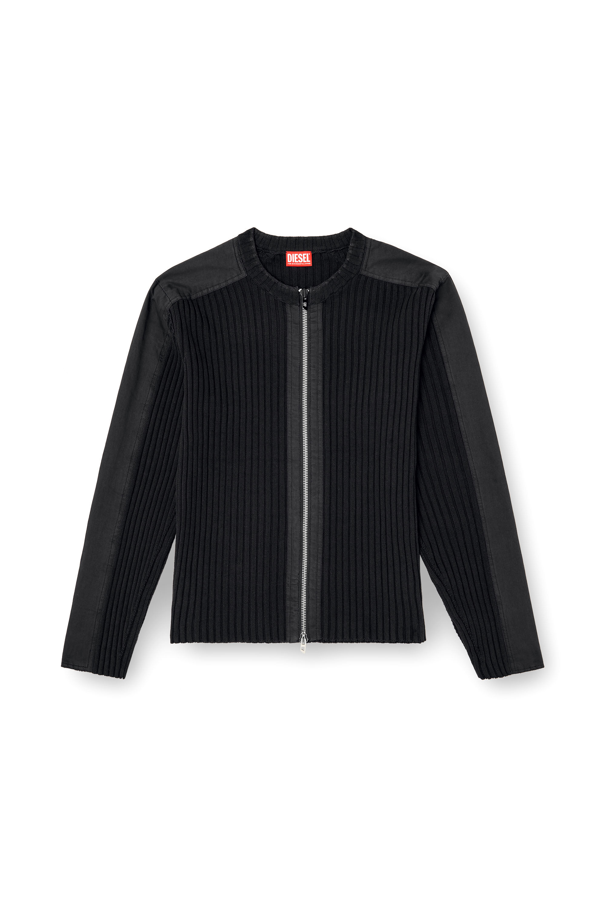 Diesel - K-MATTY, Man's Zipped cardigan with utilitarian panels in Black - 2