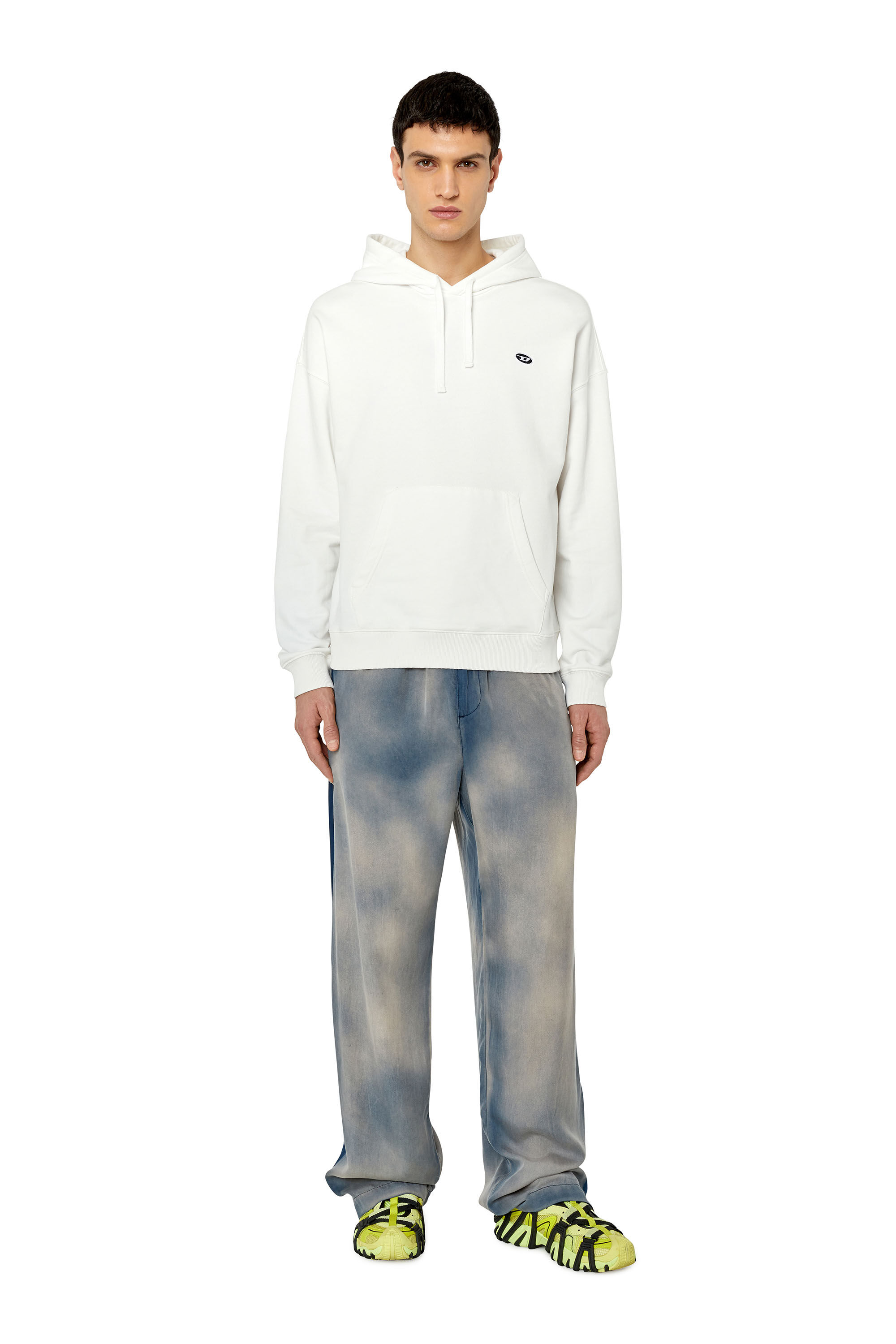 Diesel - S-ROB-HOOD-DOVAL-PJ, Man Hoodie with oval D patch in White - Image 1