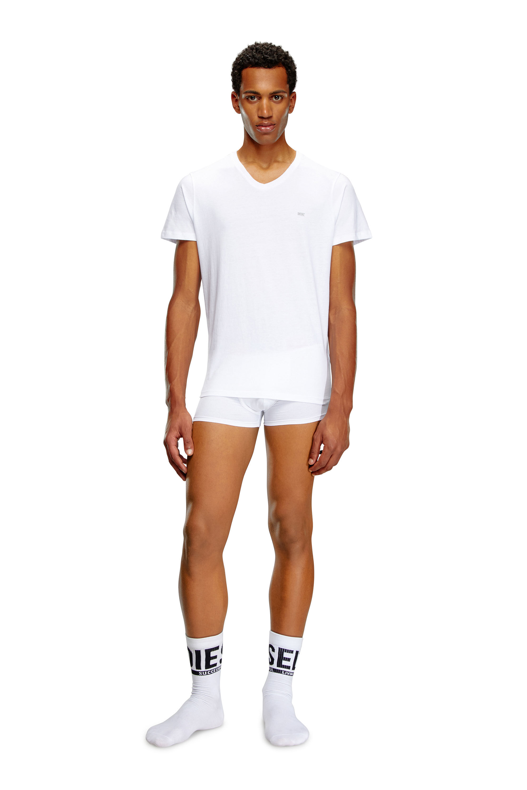 Diesel - UMTEE-MICHAEL3PACK, Man Three-pack of V-neck T-shirts in White - Image 1