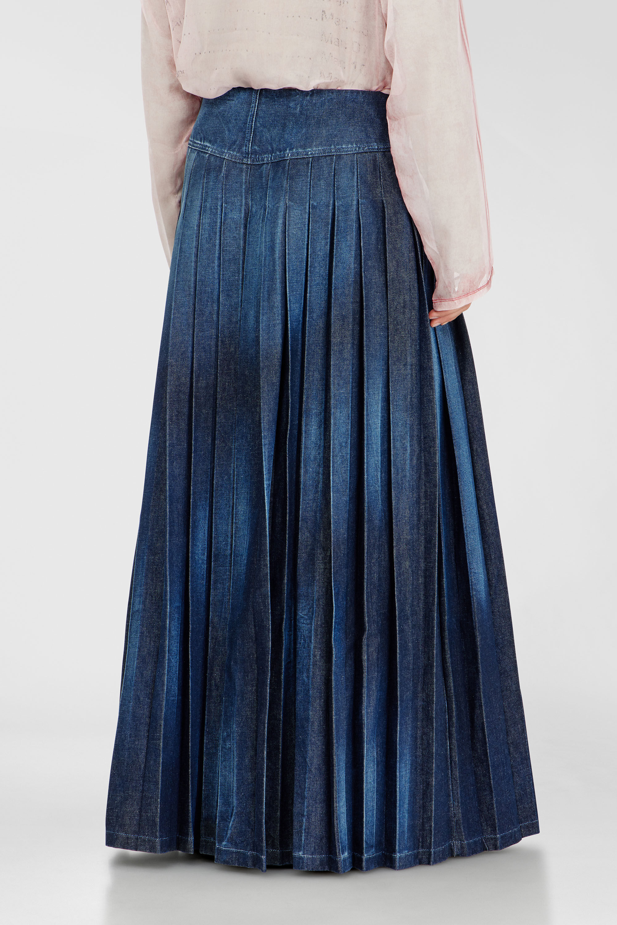 Diesel - D-QUILTY-FSJ1, Unisex's Long wrap skirt in pleated denim in Dark Blue - 4