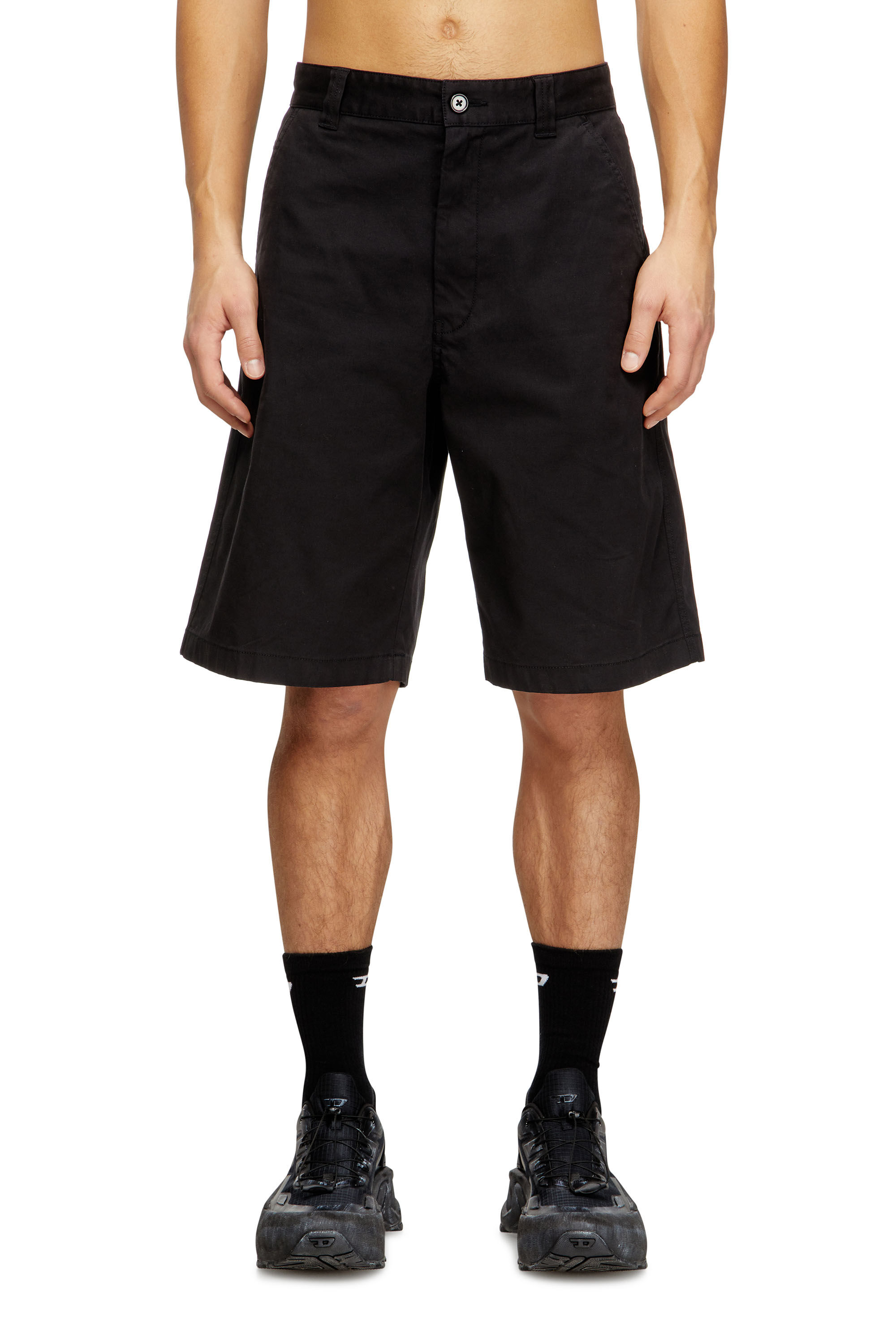 Diesel - P-HANT-CHINO-SHORT-EPCH, Man's Cotton shorts with stonewash treatment in Black - 3