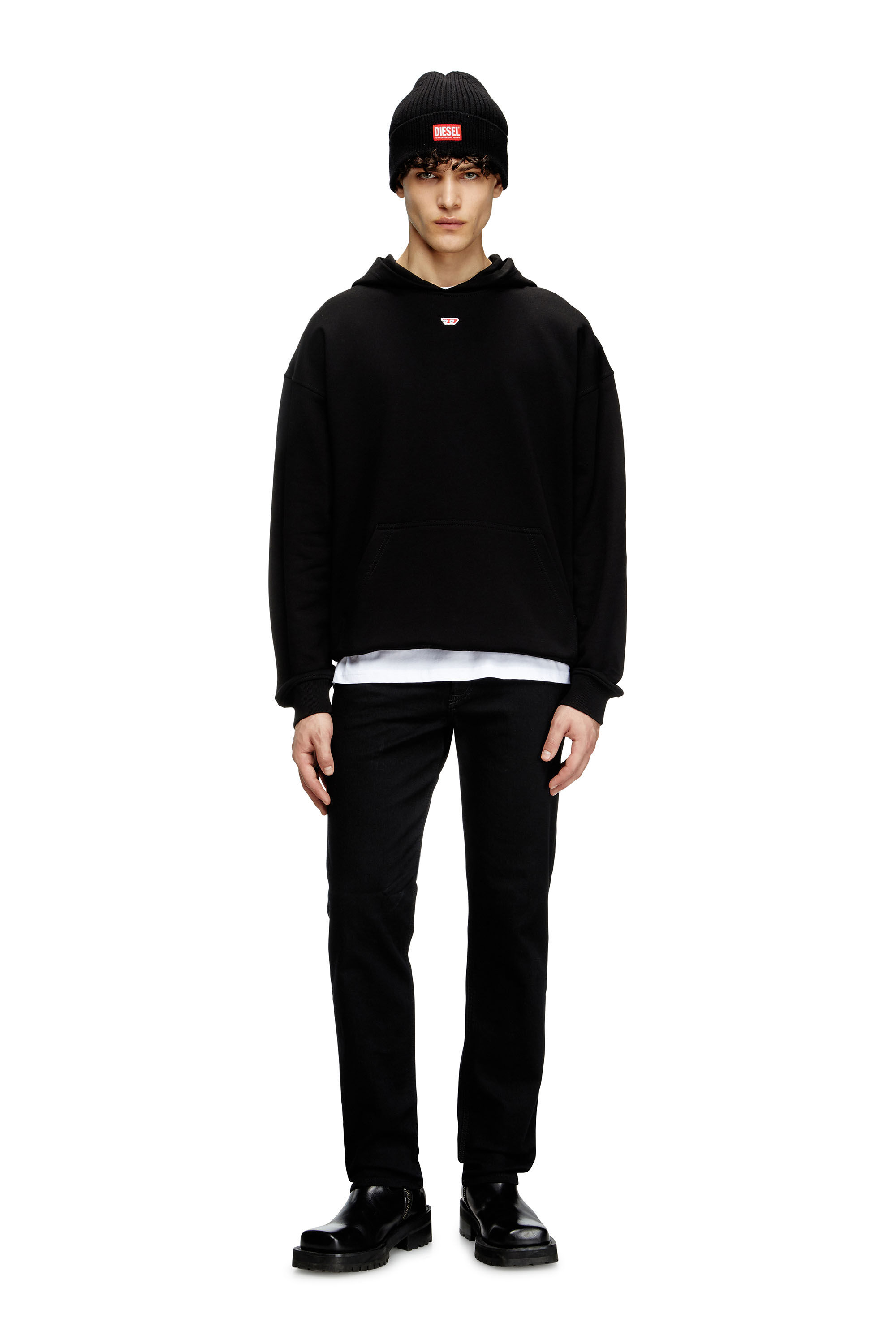 Diesel - S-BOXT-HOOD-D, Man's Hoodie with D logo patch in Black - 1