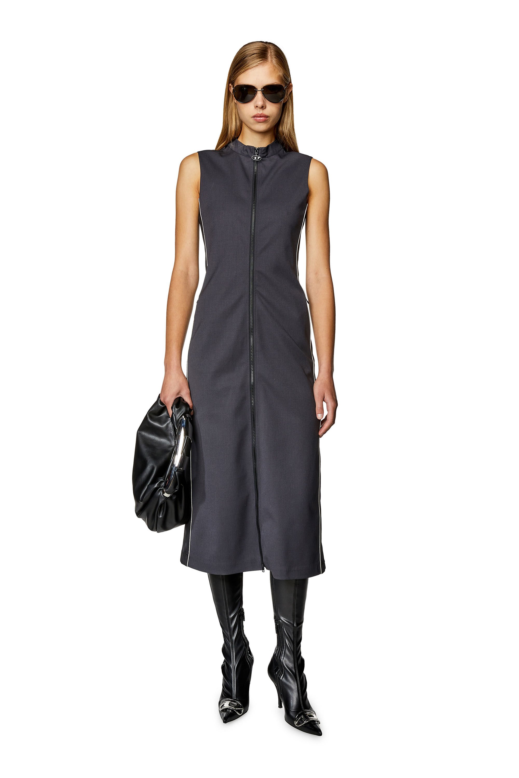 Diesel - D-AMY, Woman Midi dress in cool wool and tech fabric in Multicolor - Image 1