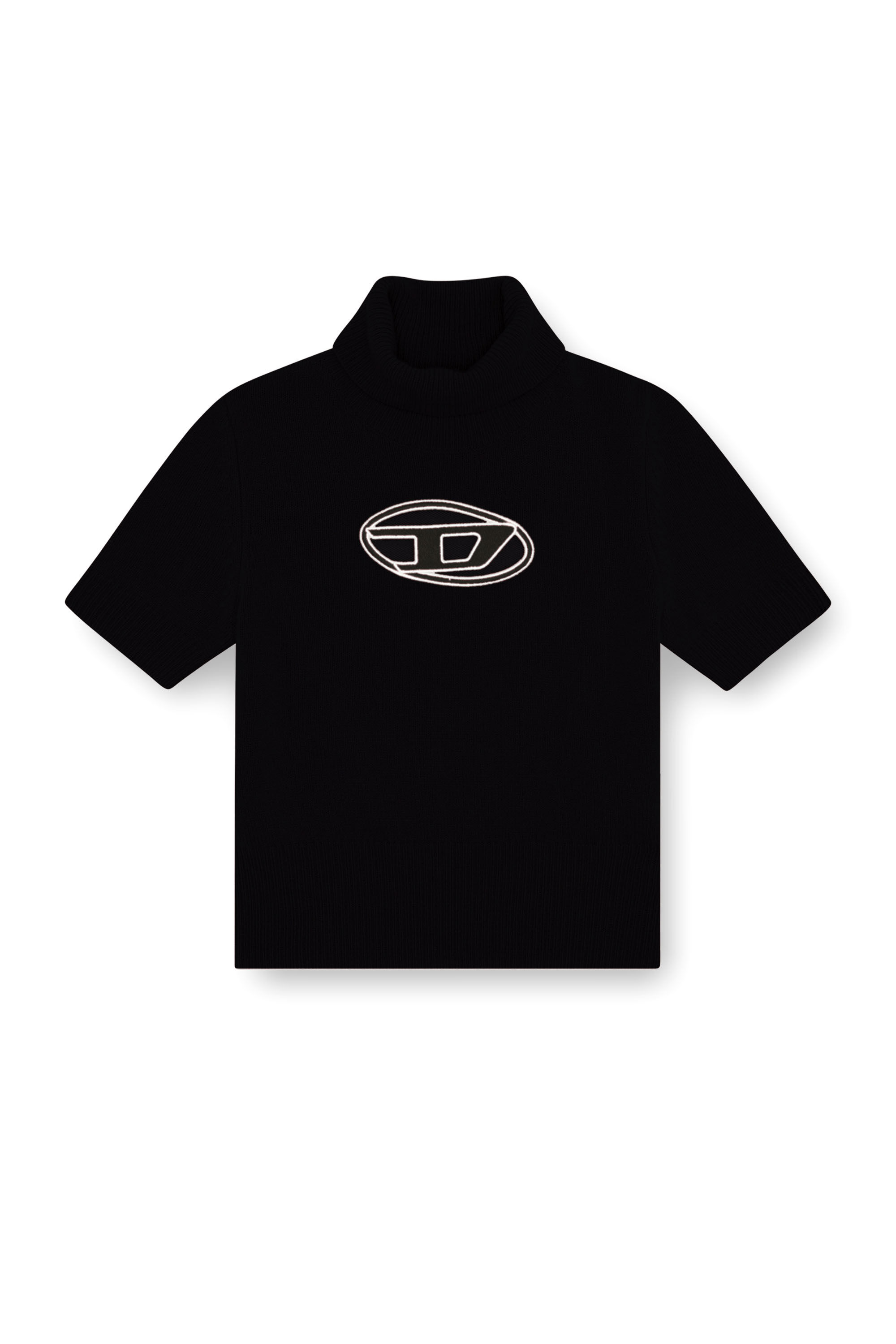 Diesel - M-ARGARET, Woman Short-sleeve jumper with cut-out logo in Black - Image 2