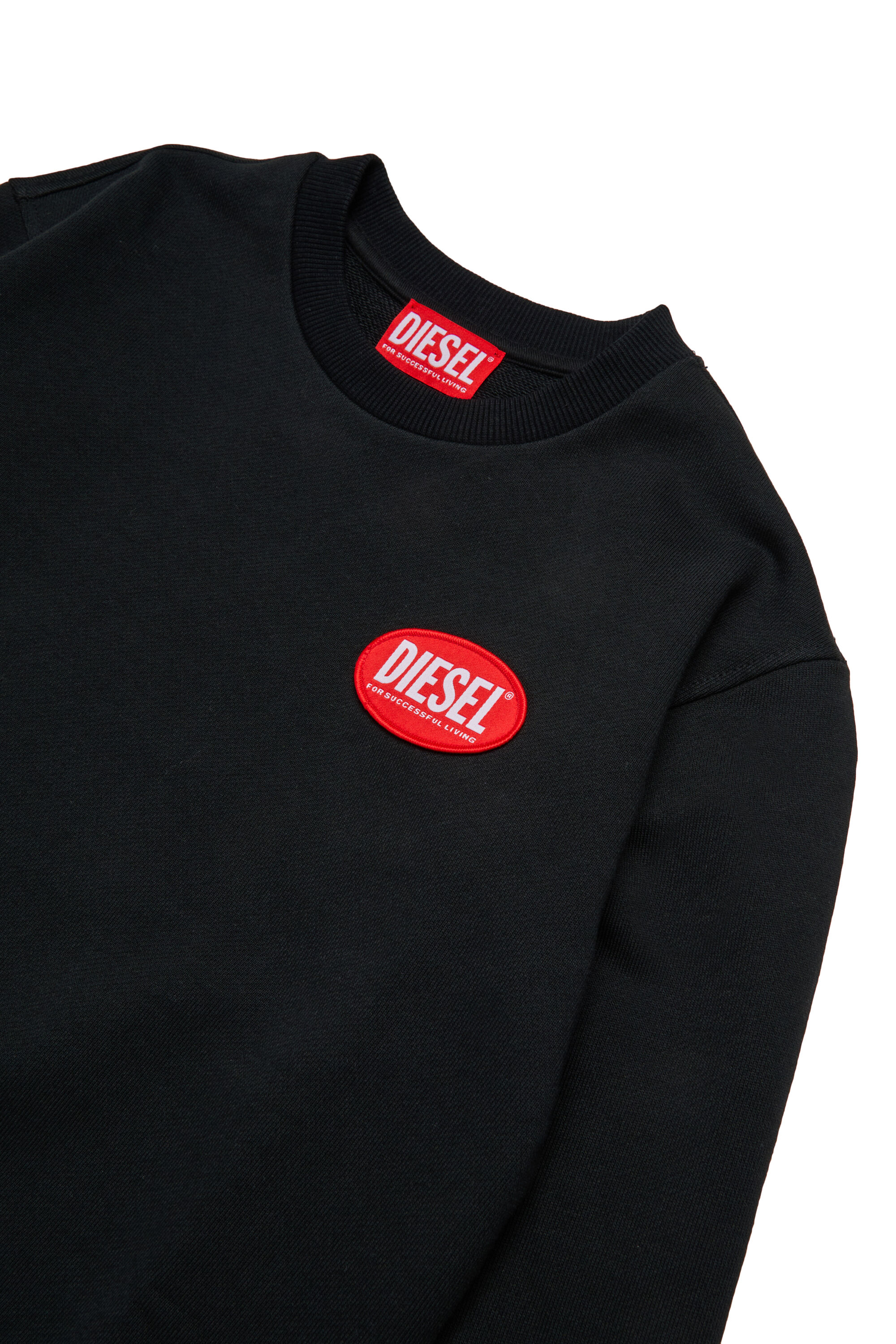 Diesel - SPATCH OVER, Man's Cotton sweatshirt with applied logo in Black - 3
