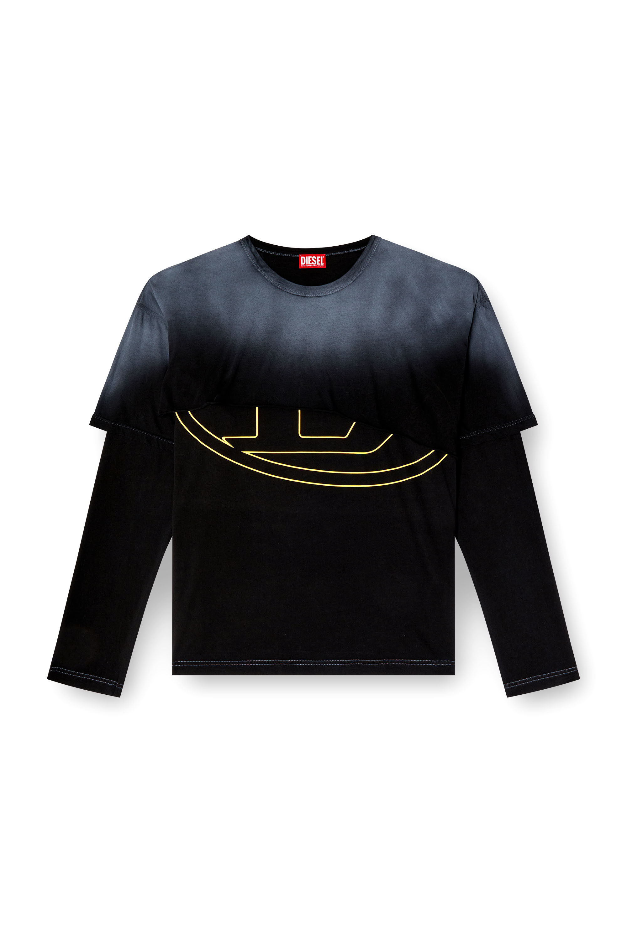 Diesel - T-BESH-CUT, Man's Destroyed layered long-sleeve T-shirt in Black - 2