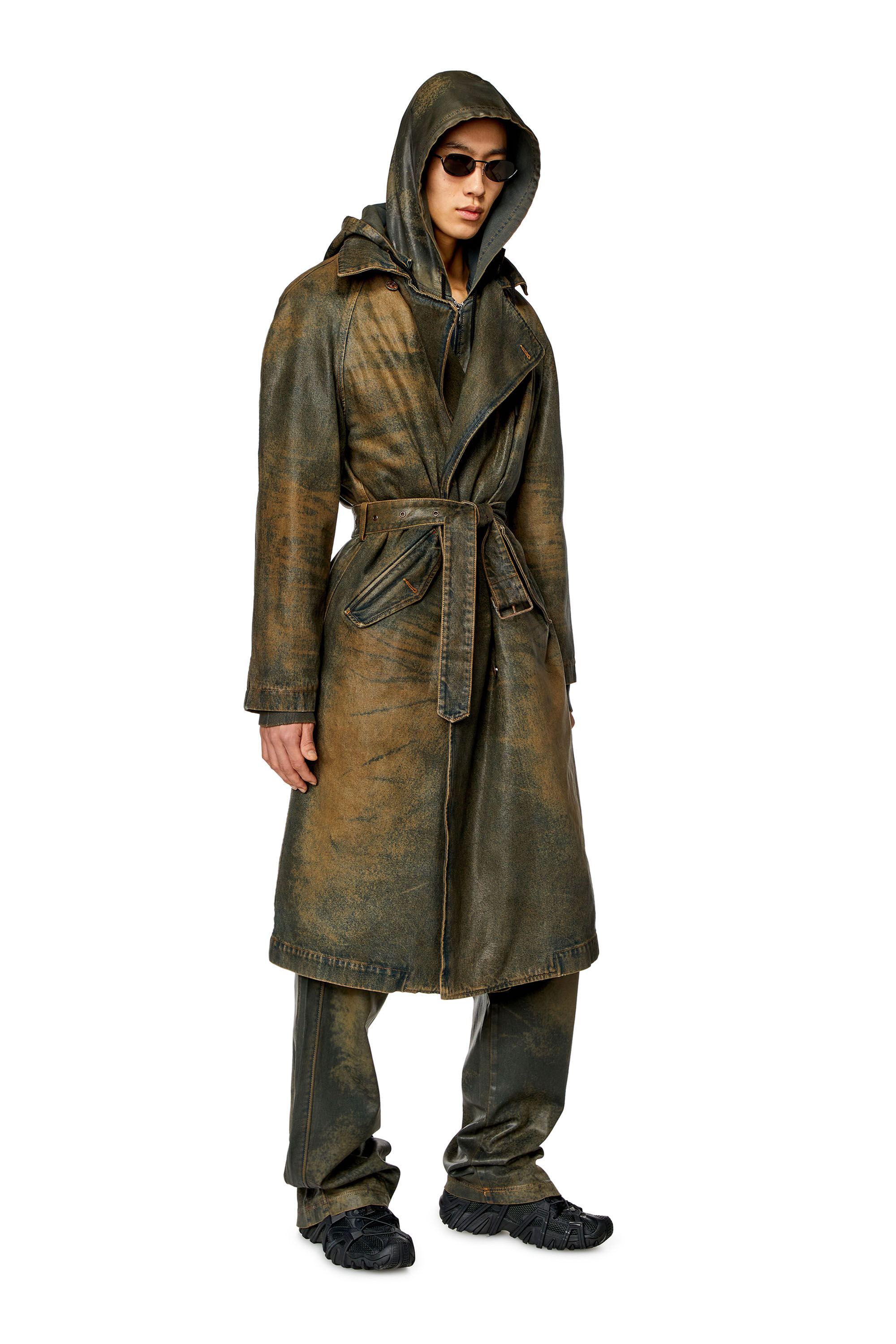 Diesel - CL-J-MATTHEW, Unisex Trench coat in coated denim in Brown - Image 3