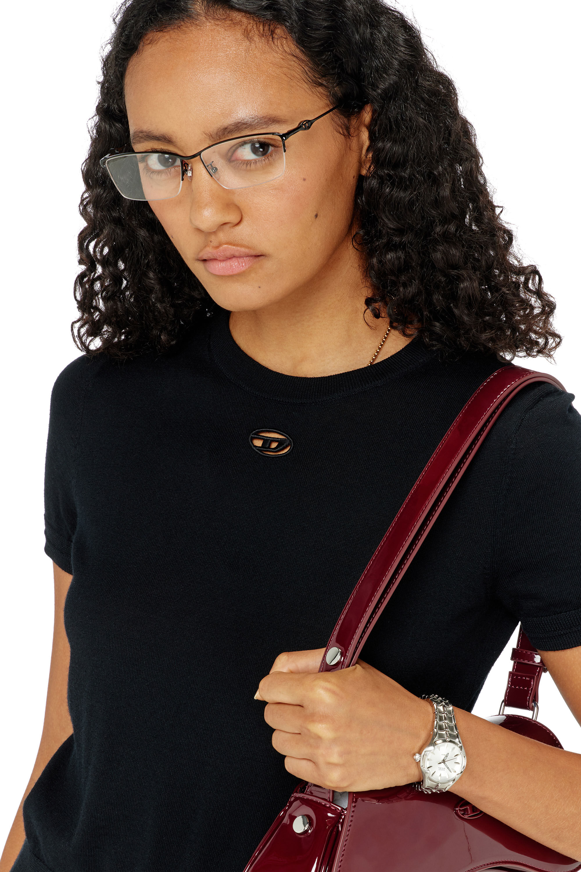 Diesel - M-ALINE, Woman's Short-sleeve jumper in wool in Black - 5