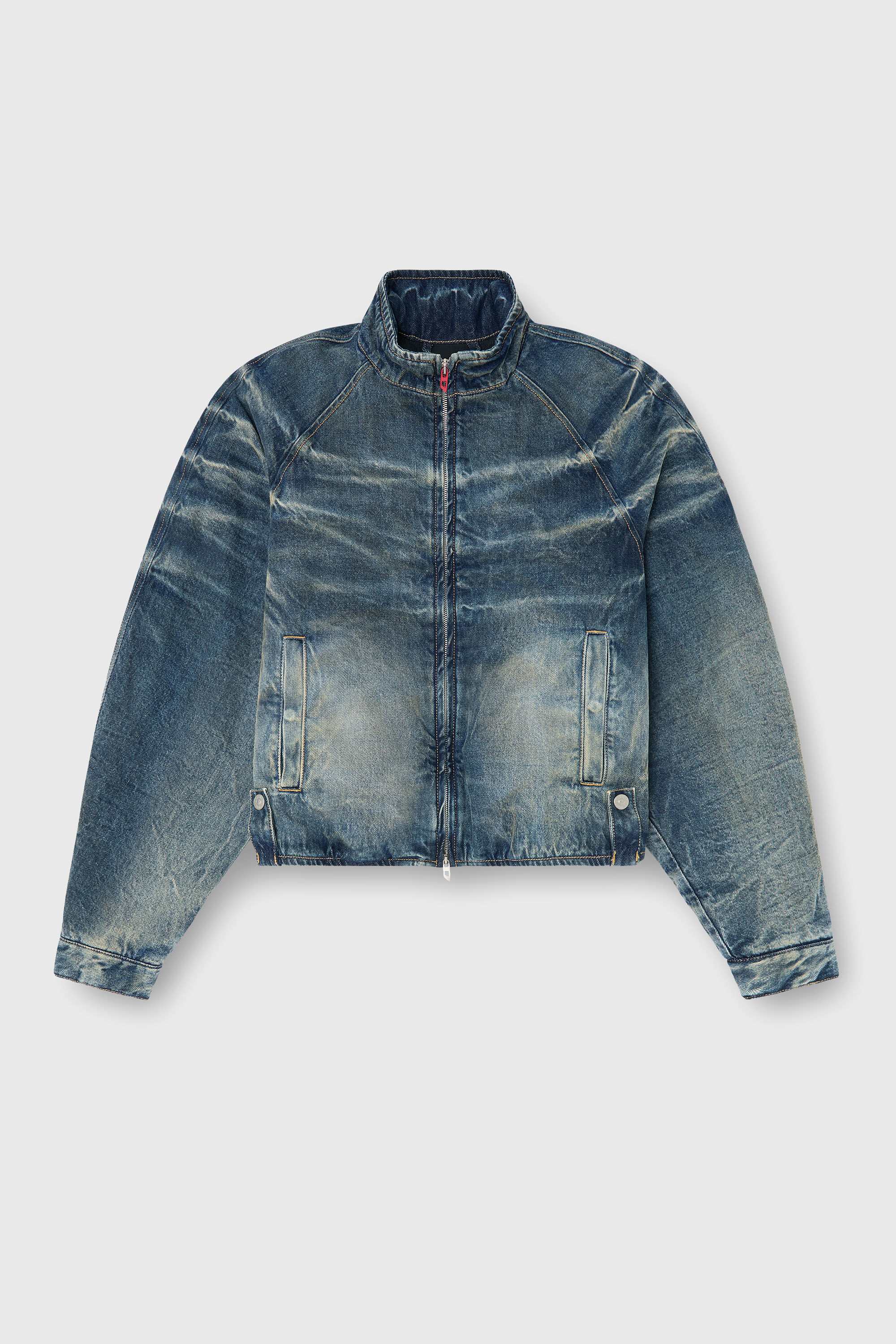 Diesel - DE-BARUS-FSJ1, Woman's Padded jacket in dirty-effect creased denim in Medium blue - 2