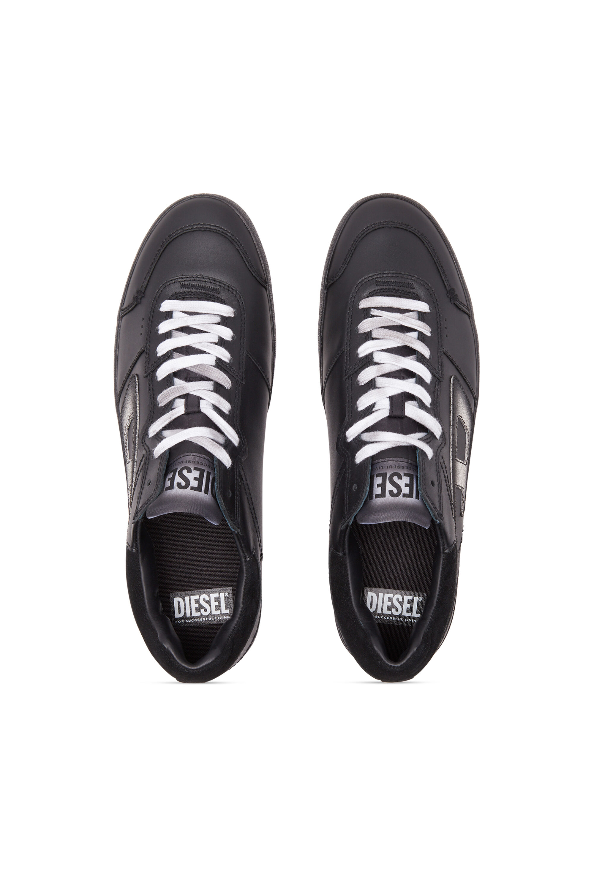 Diesel - S-LEROJI LOW, Man S-Leroji Low-Leather sneakers with bleeding effect in Black - Image 4