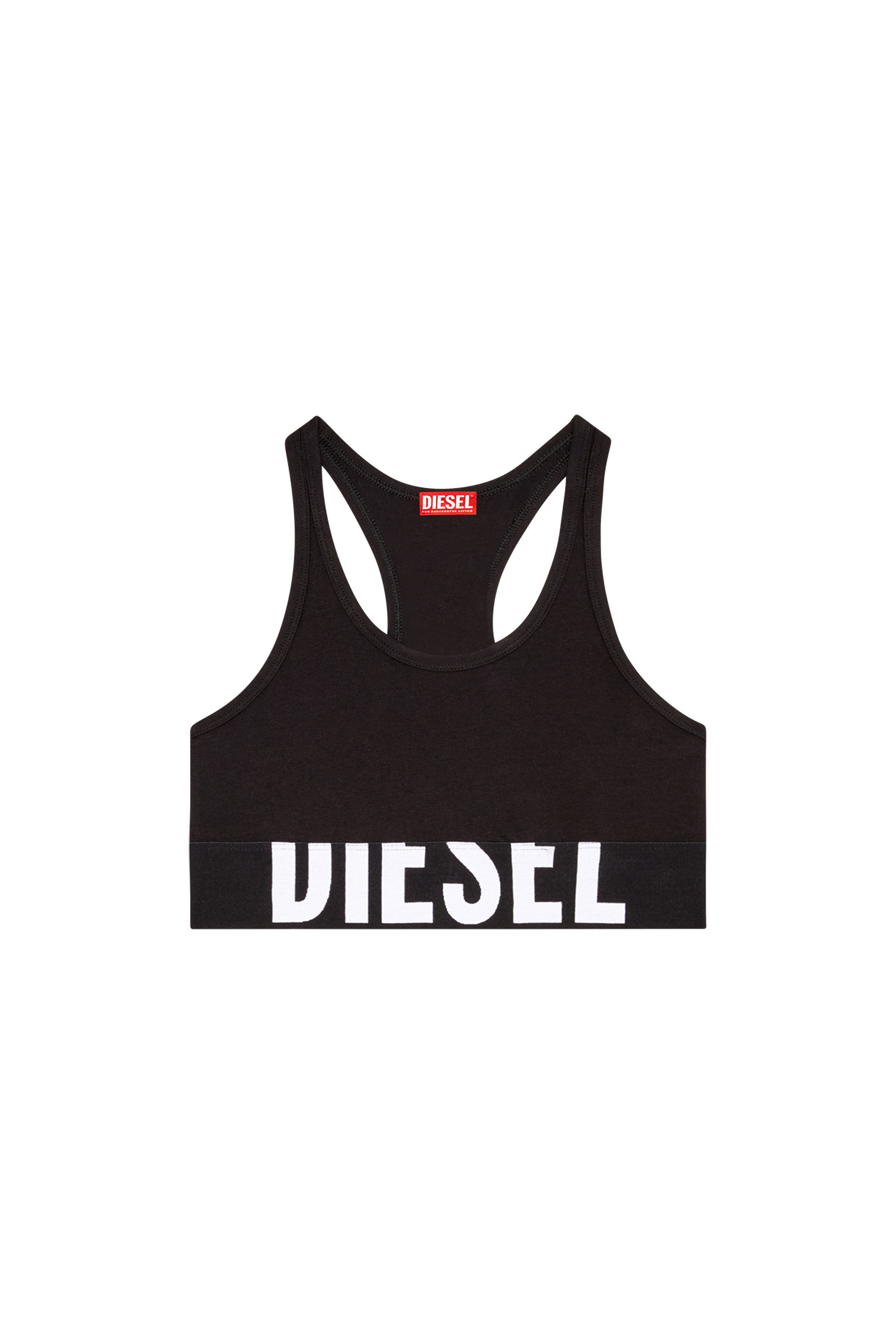 Diesel - UFSB-COTTON-RACE-BRALETTE-XL, Woman Bralette with cut-off logo in Black - Image 2