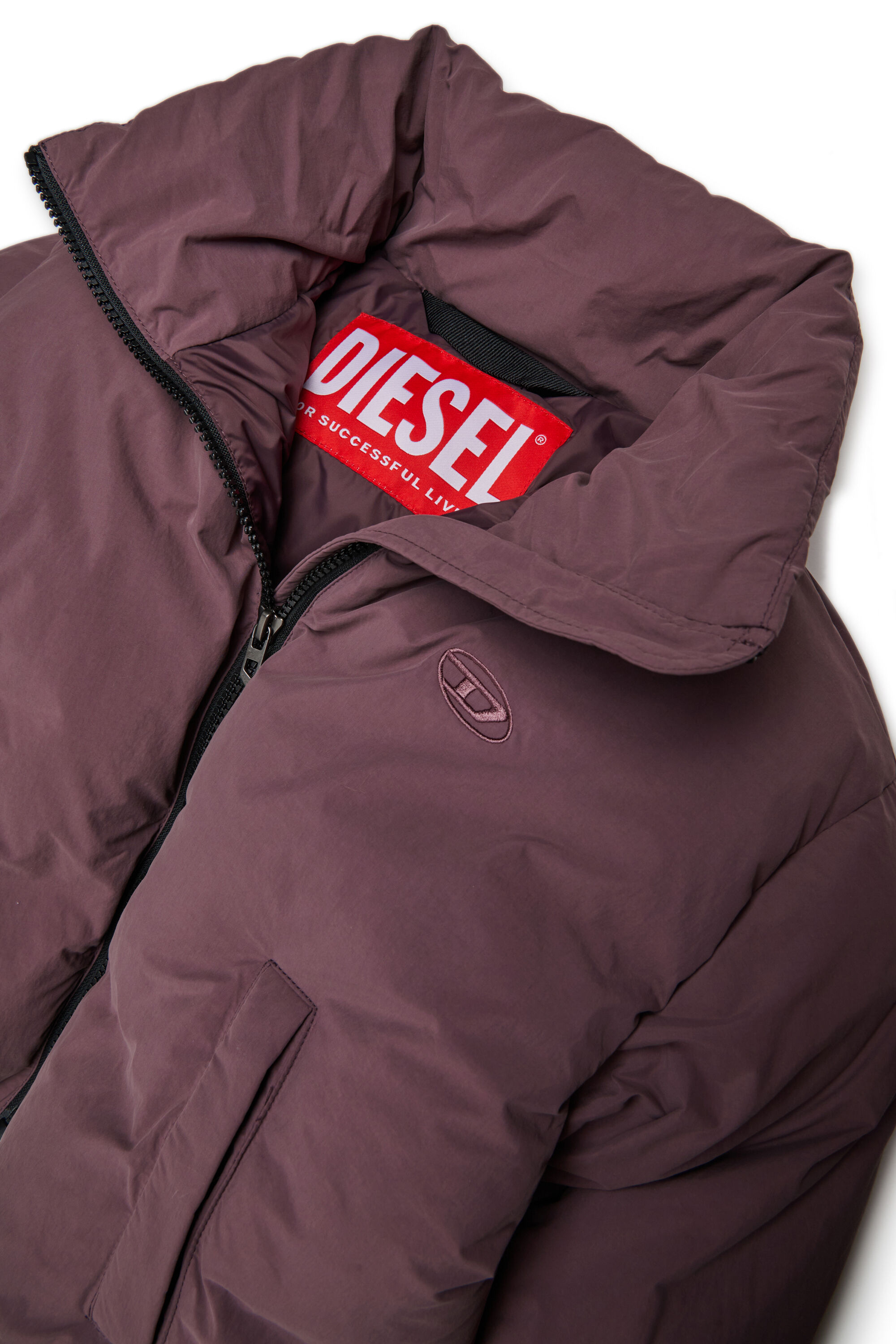 Diesel - JWRAVYS, Woman's Padded nylon jacket with zipper in Dark Violet - 4
