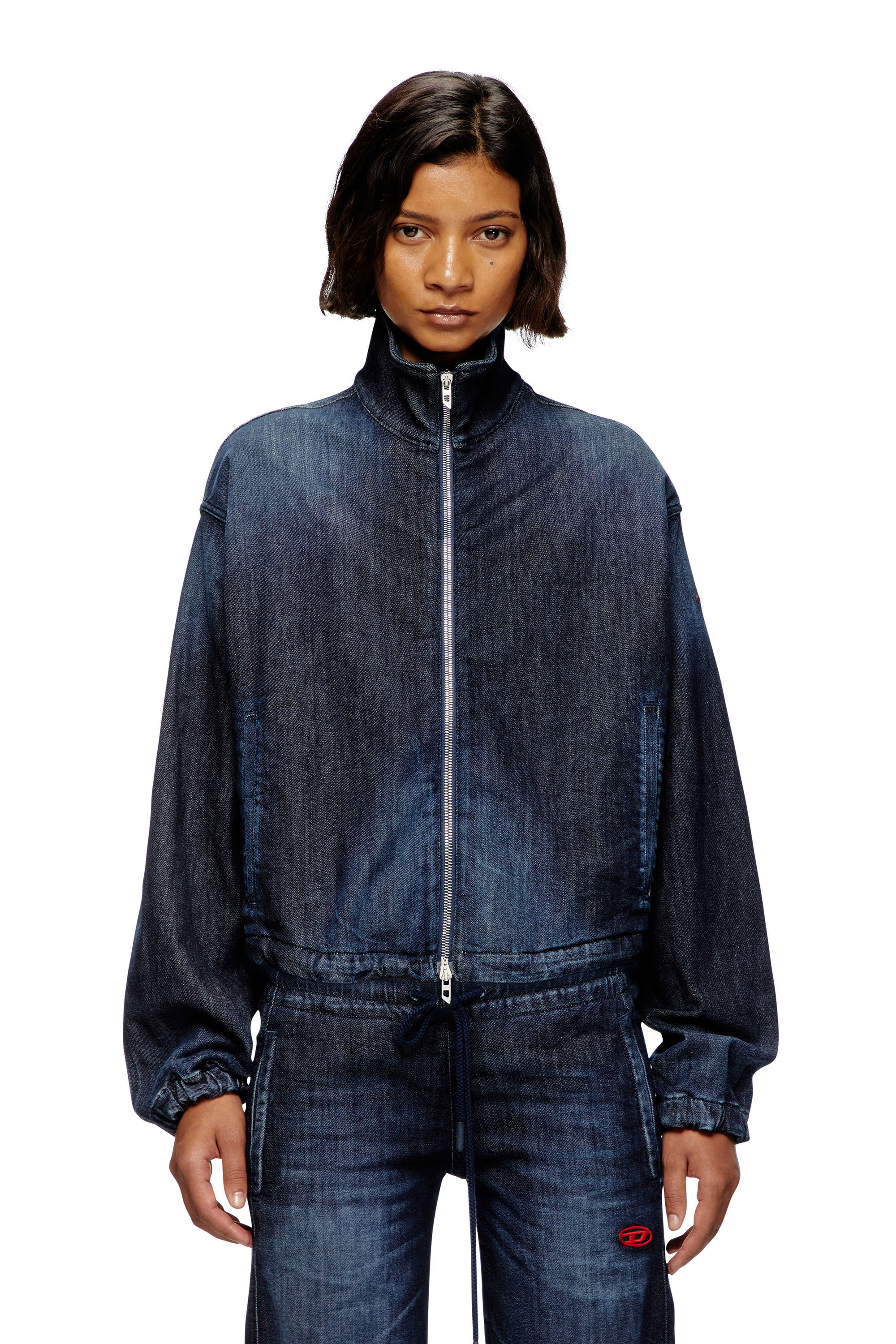 Diesel - DE-SANDERZ JOGG, Woman's High-neck JoggJeans jacket in Dark Blue - 3
