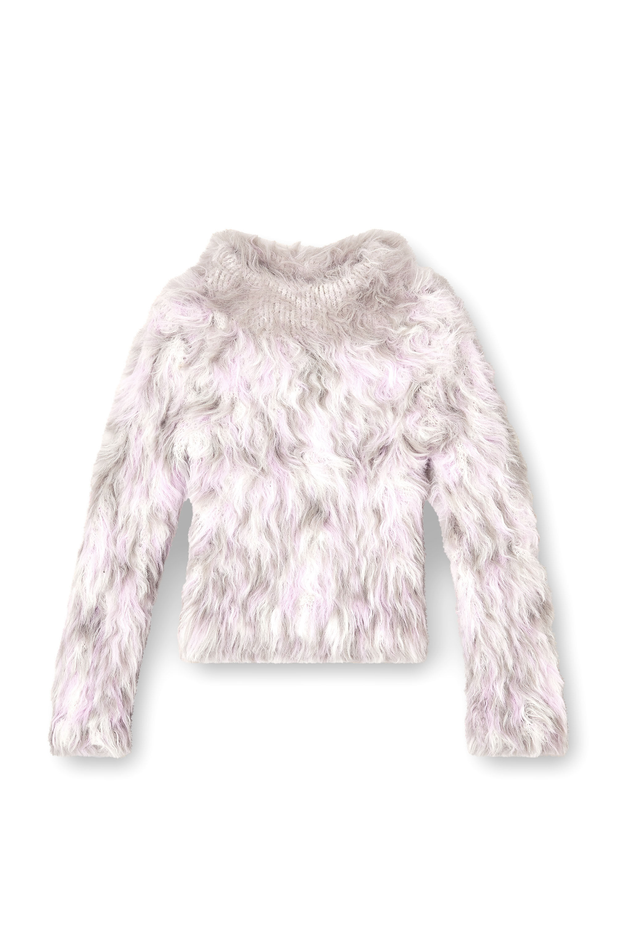 Diesel - M-ANNIKA, Woman's Fluffy jacquard-knit jumper in Violet/Grey - 2