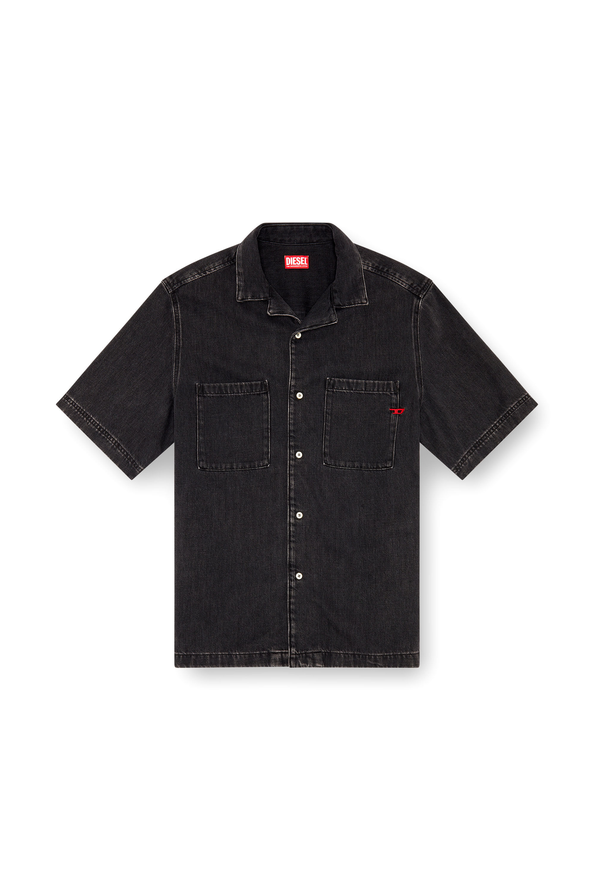 Diesel - D-PAROSHORT, Man Bowling shirt in Tencel denim in Black - Image 2
