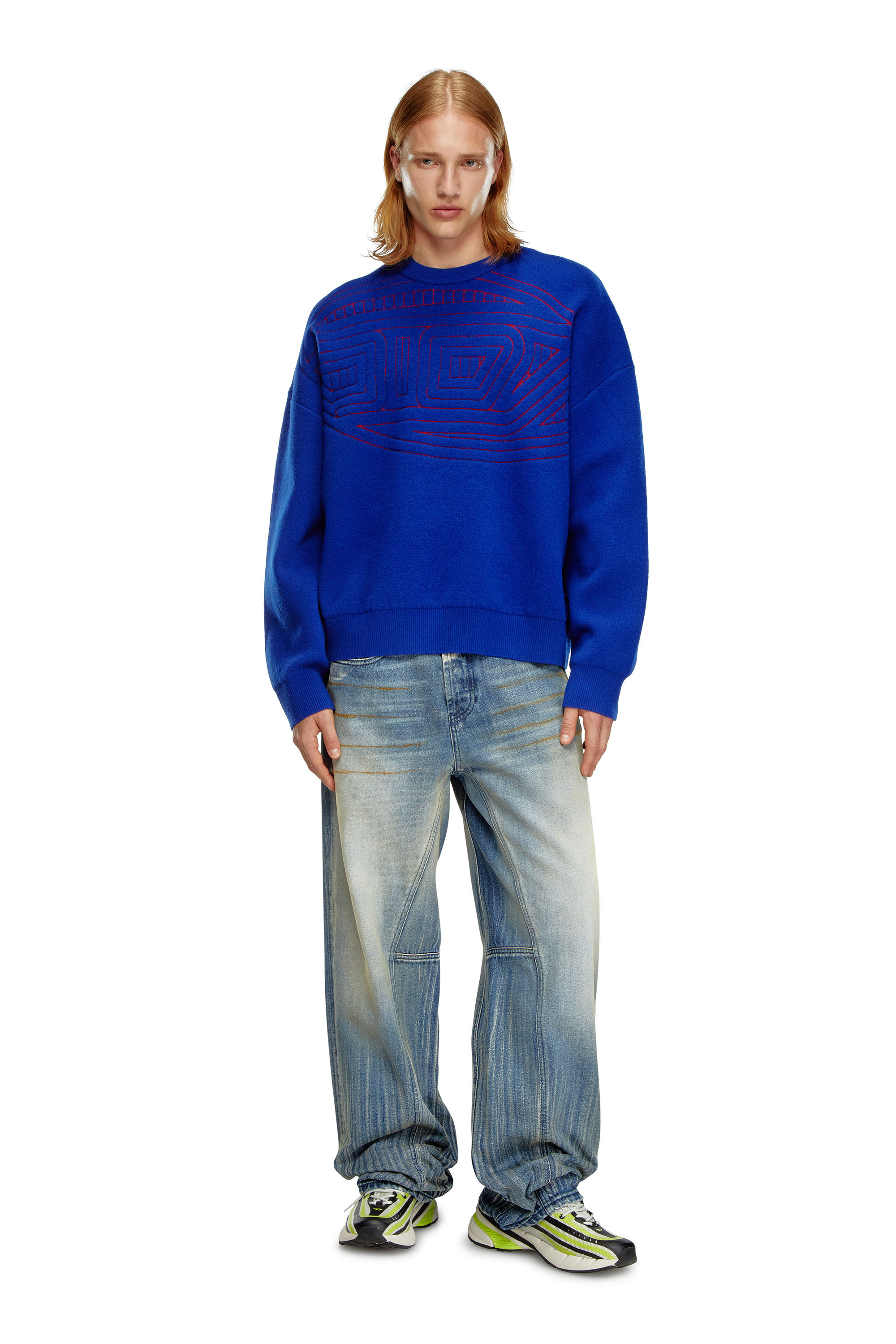 Diesel - K-RATIO, Man Wool-blend jumper with graphic logo in Blue - Image 1
