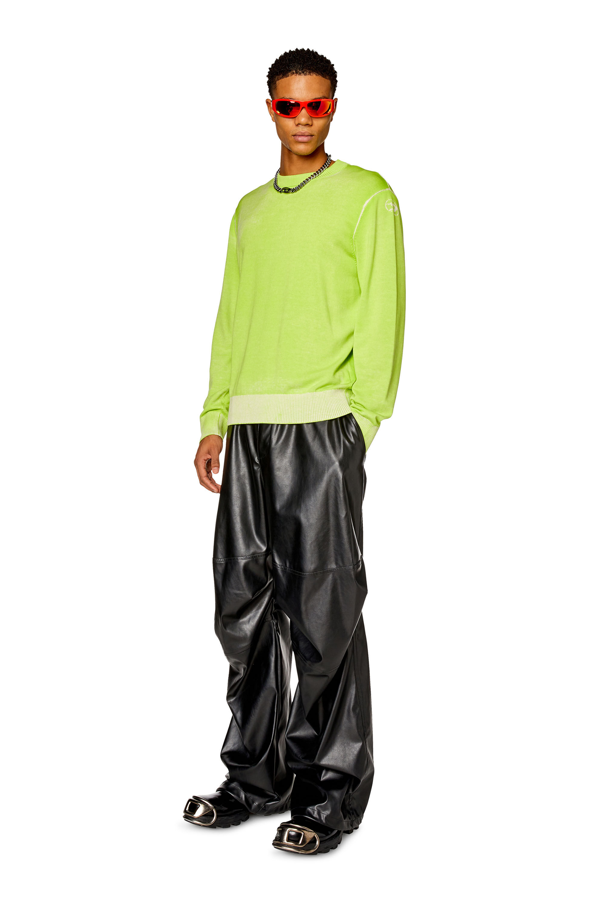 Diesel - K-LARENCE-B, Man Reverse-print cotton jumper in Green - Image 1