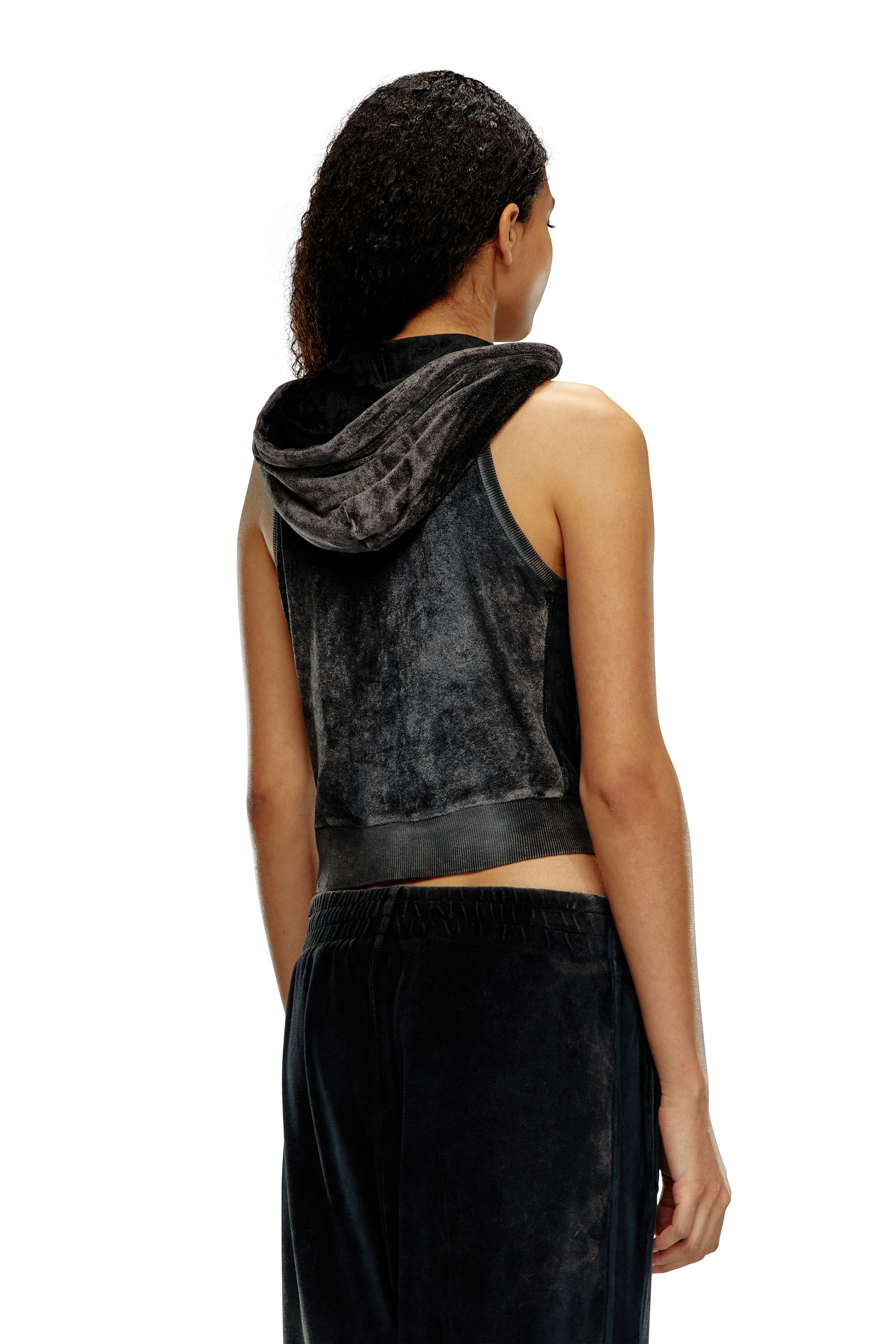 Diesel - T-CRITY-N1, Woman Chenille hoodie with crystal logo in Black - Image 2