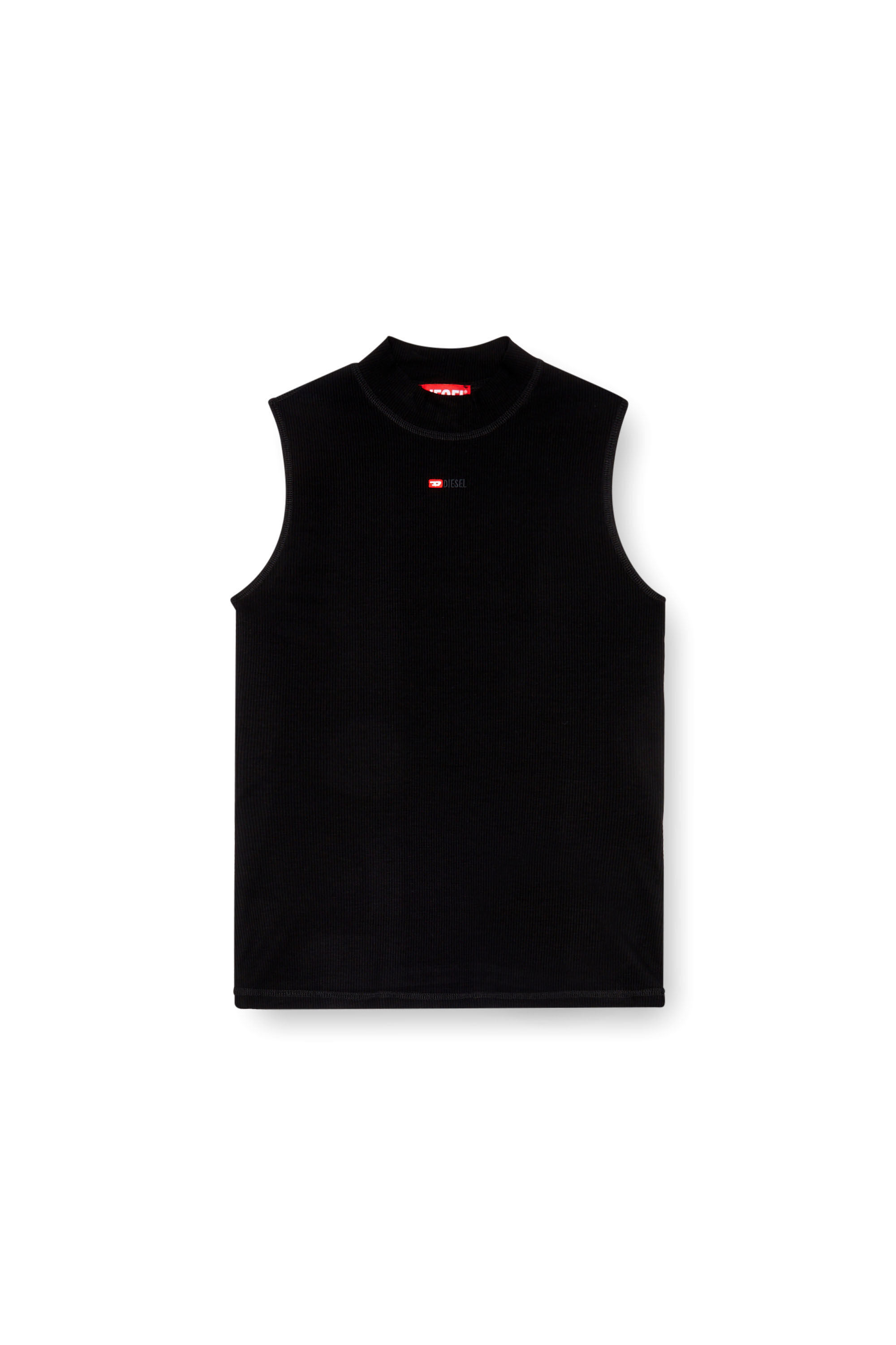 Diesel - T-MOKKY-SL-MICRODIV, Woman Ribbed tank top with mock neck in Black - Image 2