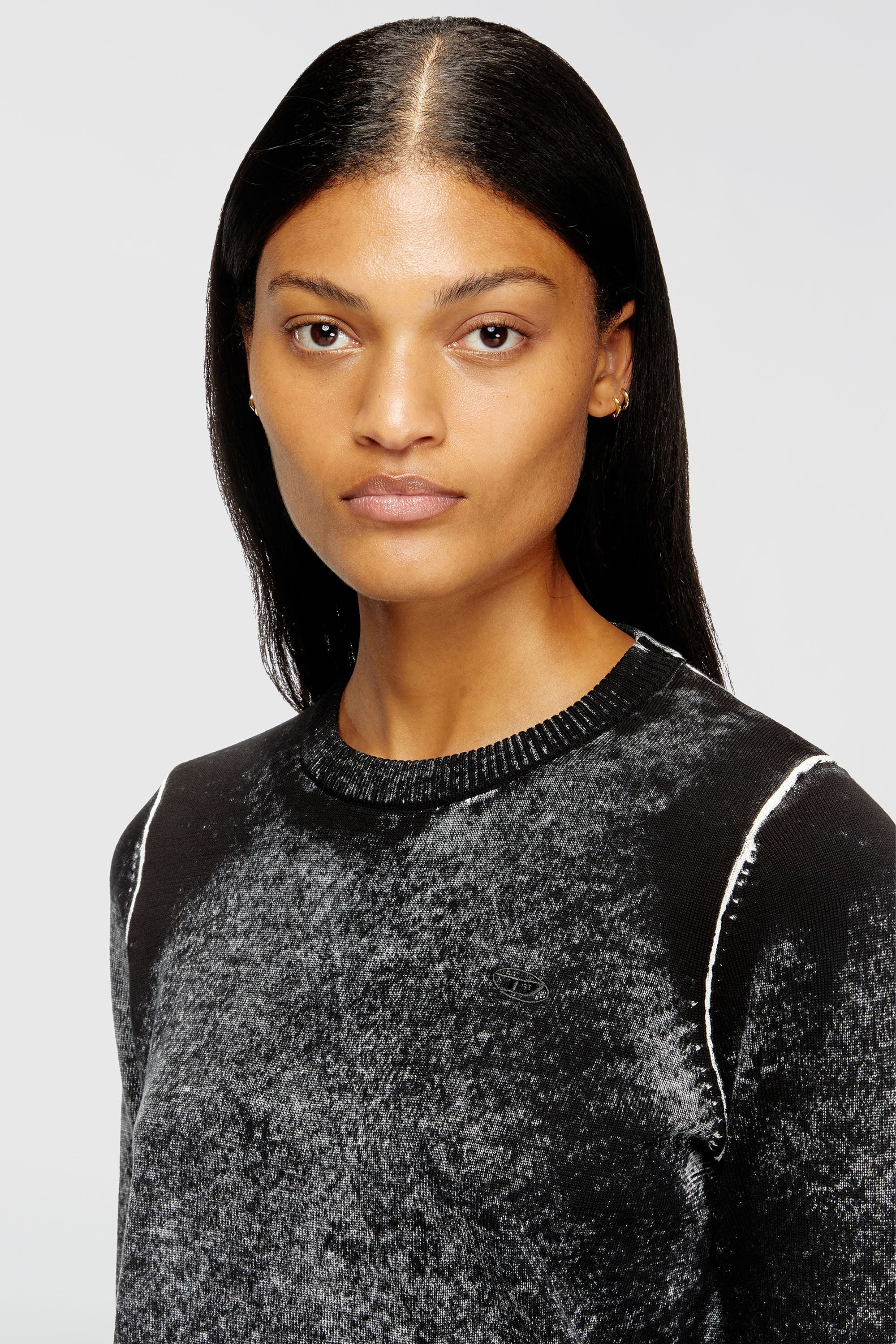 Diesel - M-LOVRE, Woman's Jumper with faded reverse print in Grey/Black - 5
