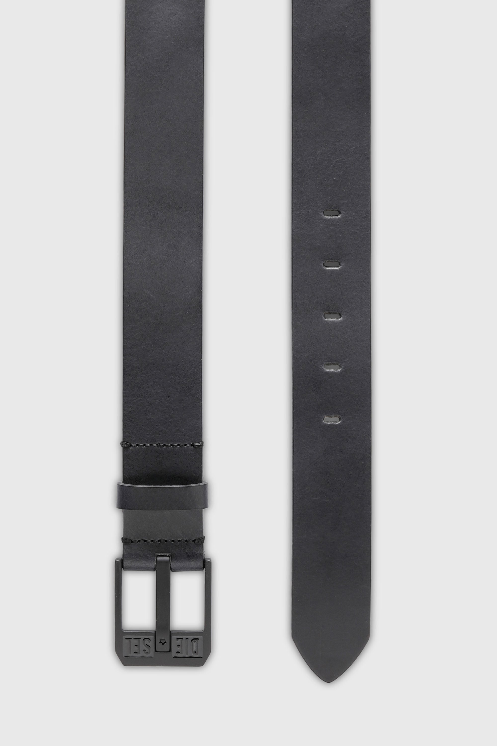 Diesel - BLUESTAR II, Man's 3.9cm leather belt with star logo buckle in Dark grey - 3