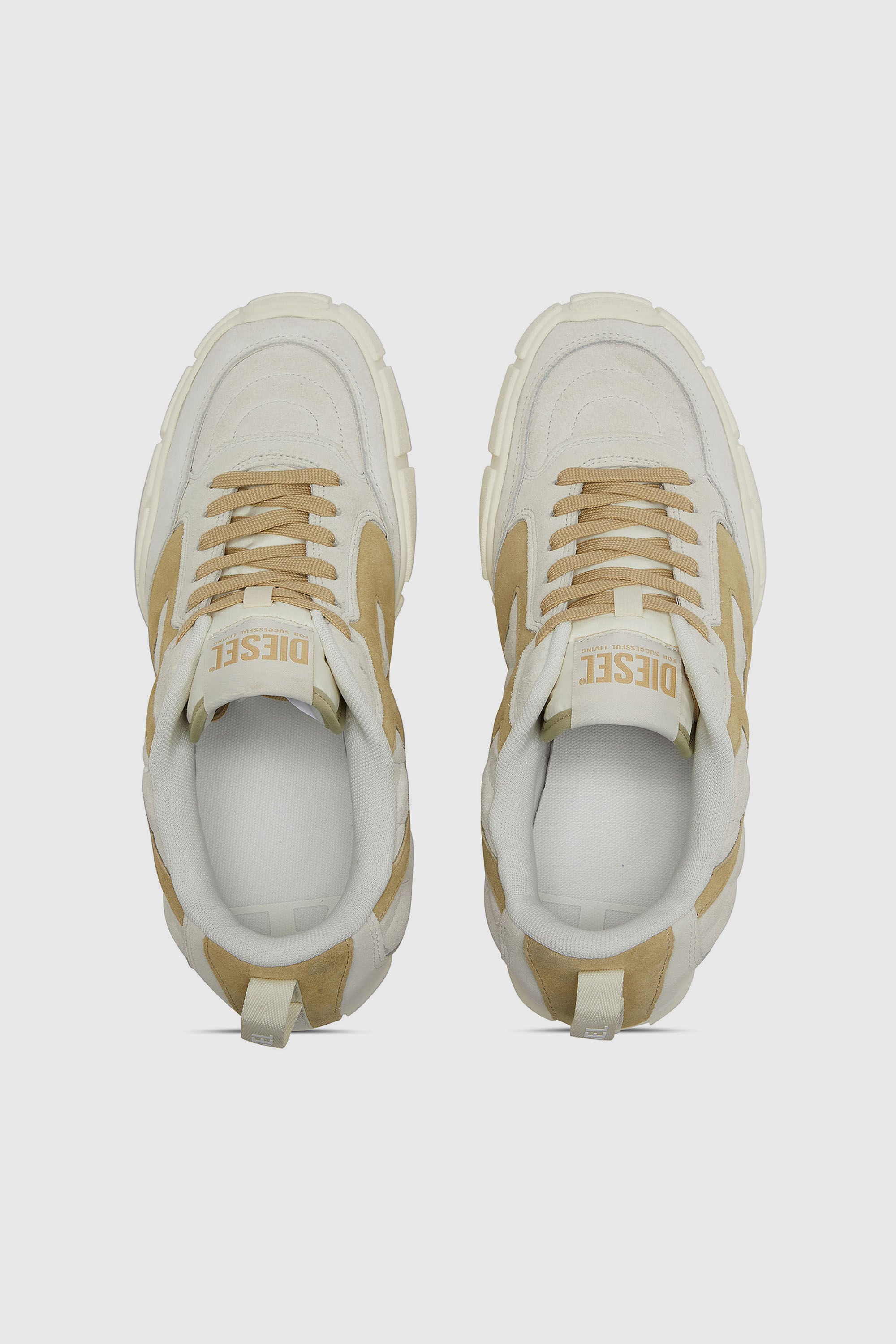 Diesel - S-PAGODHA LOW W, Woman's S-Pagodha-Quilted suede sneakers in White/Brown - 4