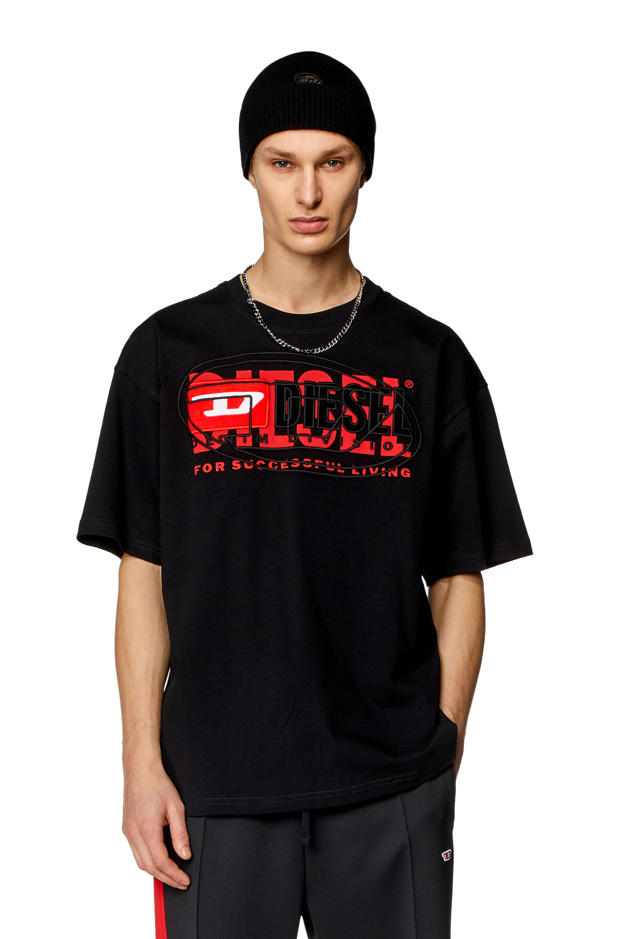 Diesel - T-BOXT, Man T-shirt with layered logos in Black - Image 3