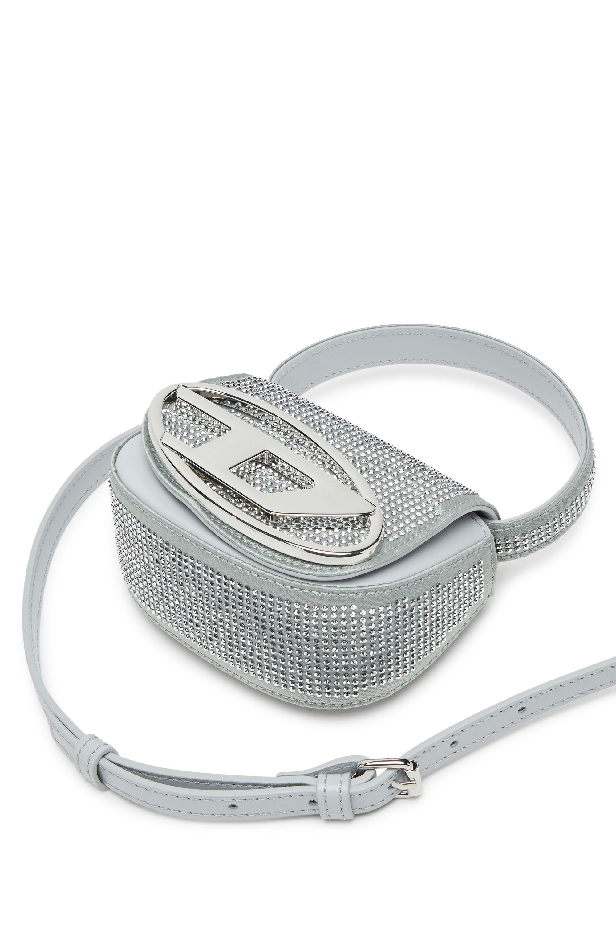 Diesel - 1DR XS, Woman 1DR XS Cross Bodybag - Iconic mini bag in crystal satin in Silver - Image 2