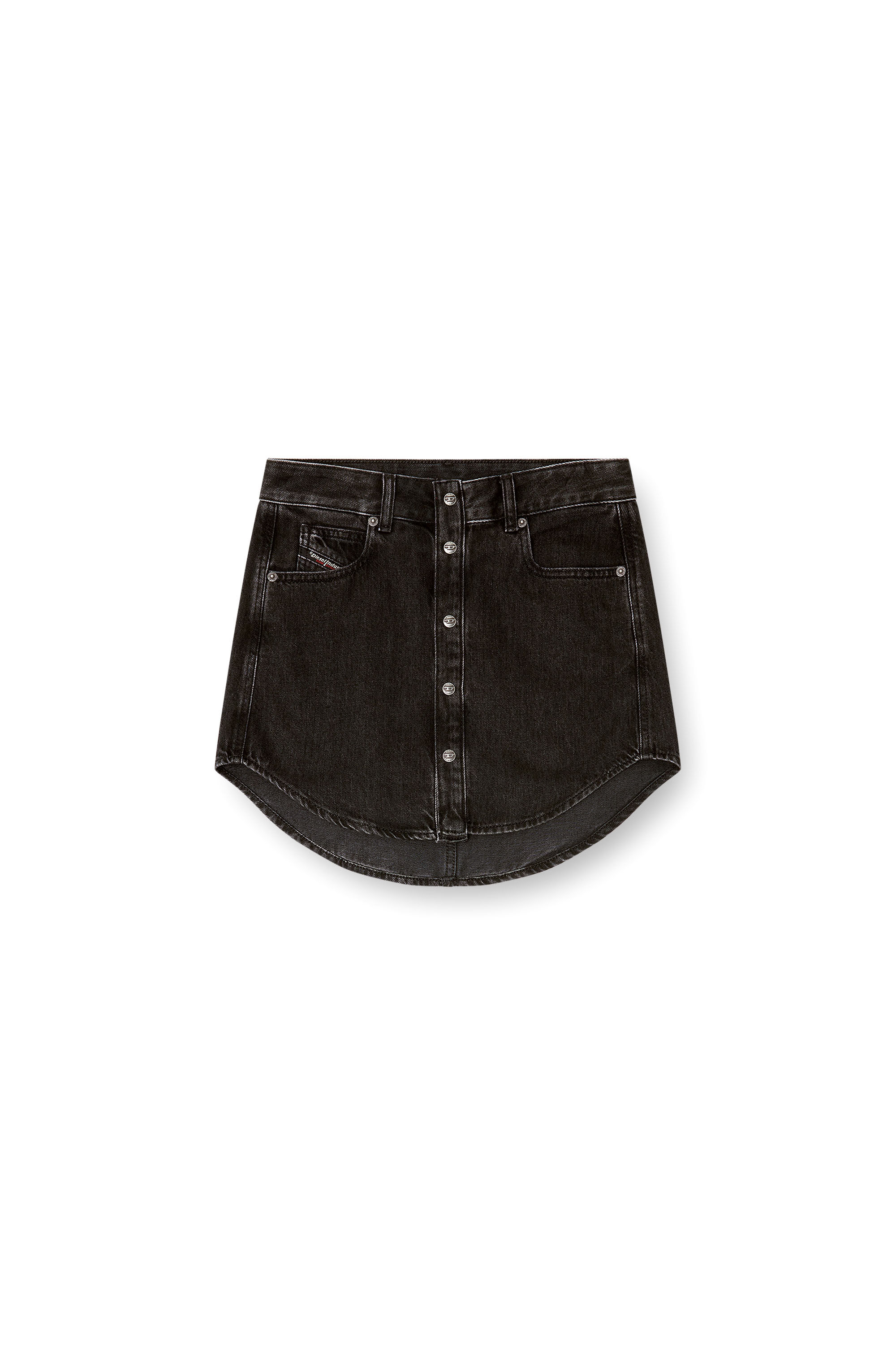 Diesel - DE-ARD, Woman's Denim button-front miniskirt in Black - 2