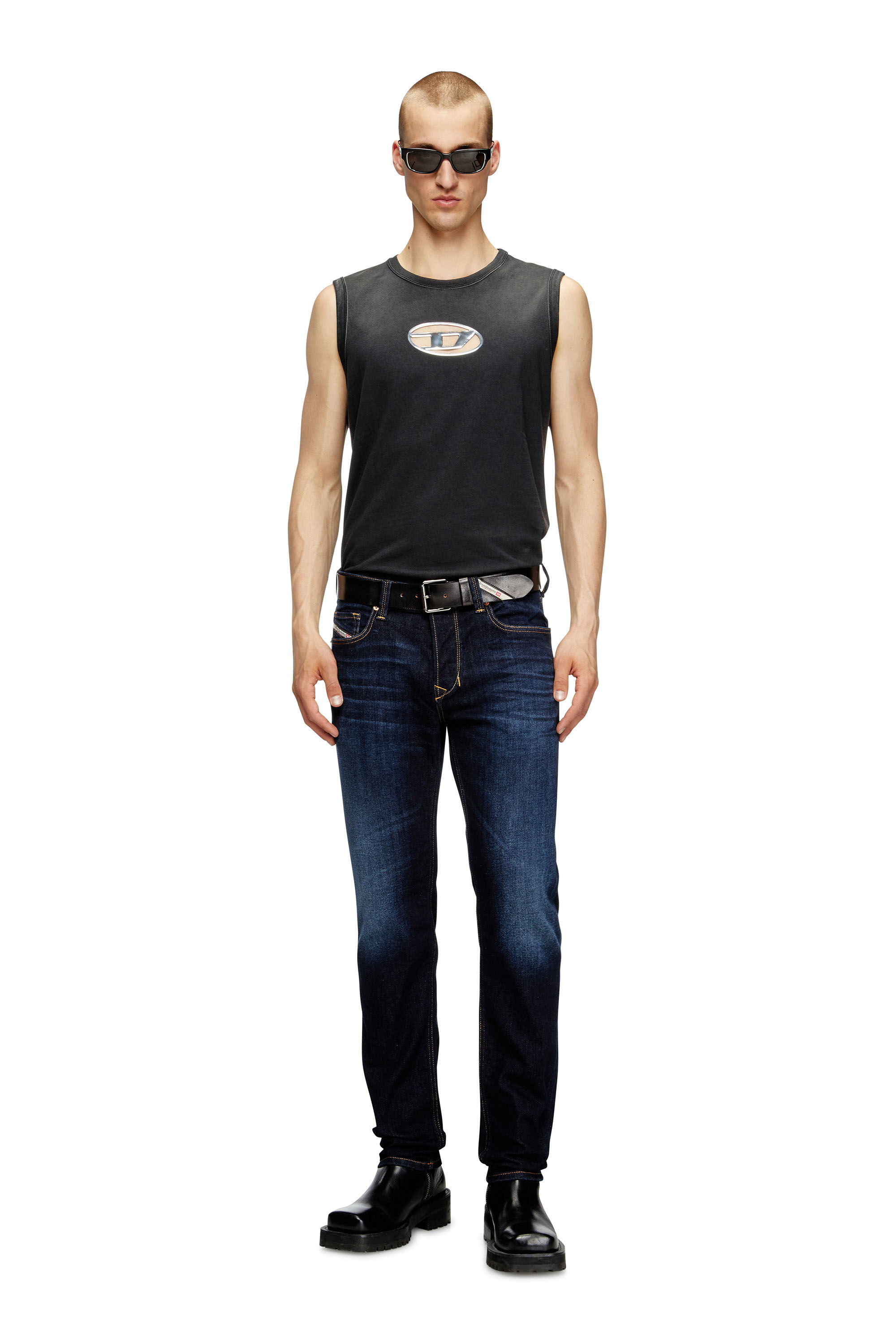 Men's Faded tank top with puffy Oval D | Black | Diesel Men's Faded tank top with puffy Oval D | Black | Diesel