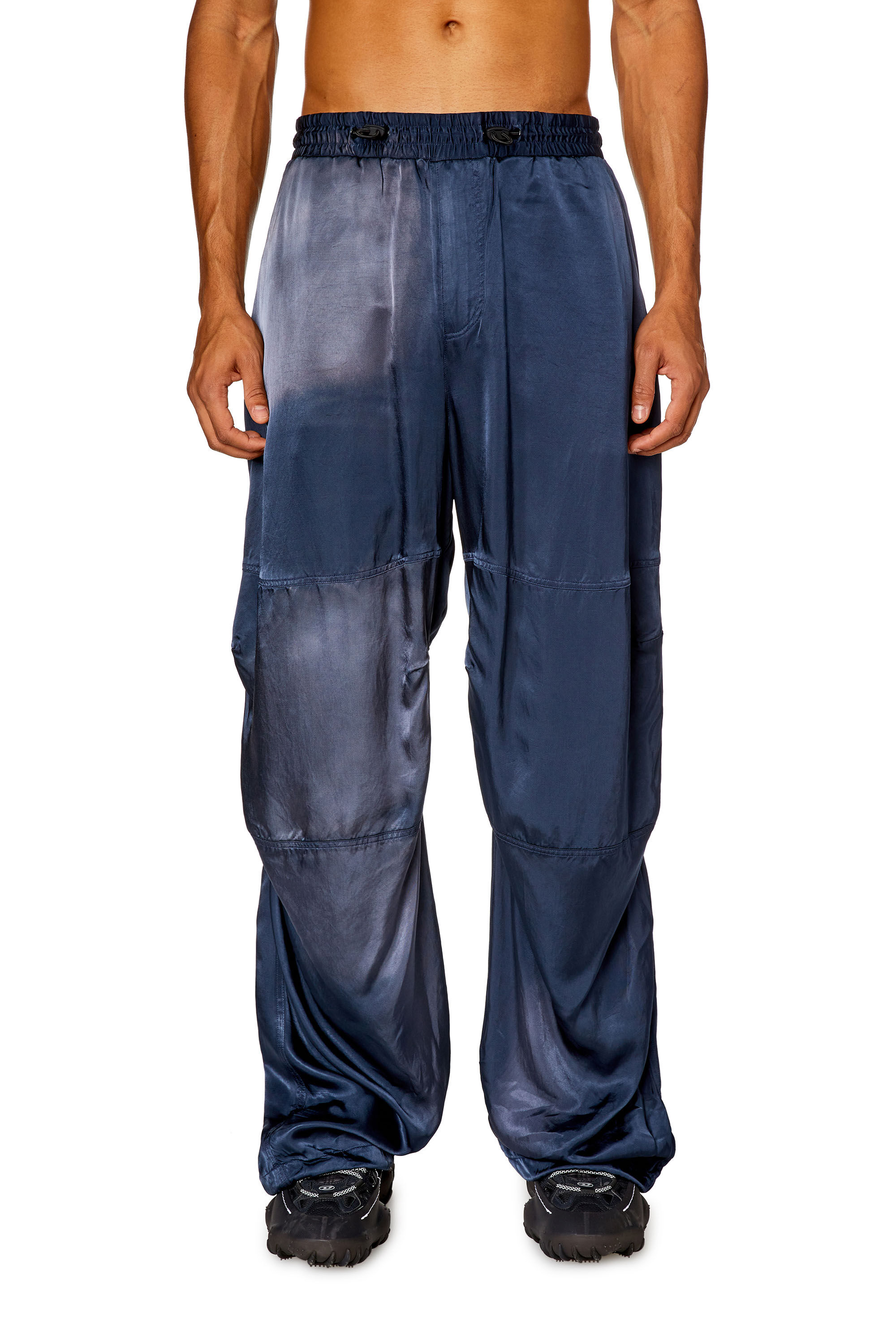 Diesel - P-MARTY, Man Oversized satin cargo pants in Blue - Image 3