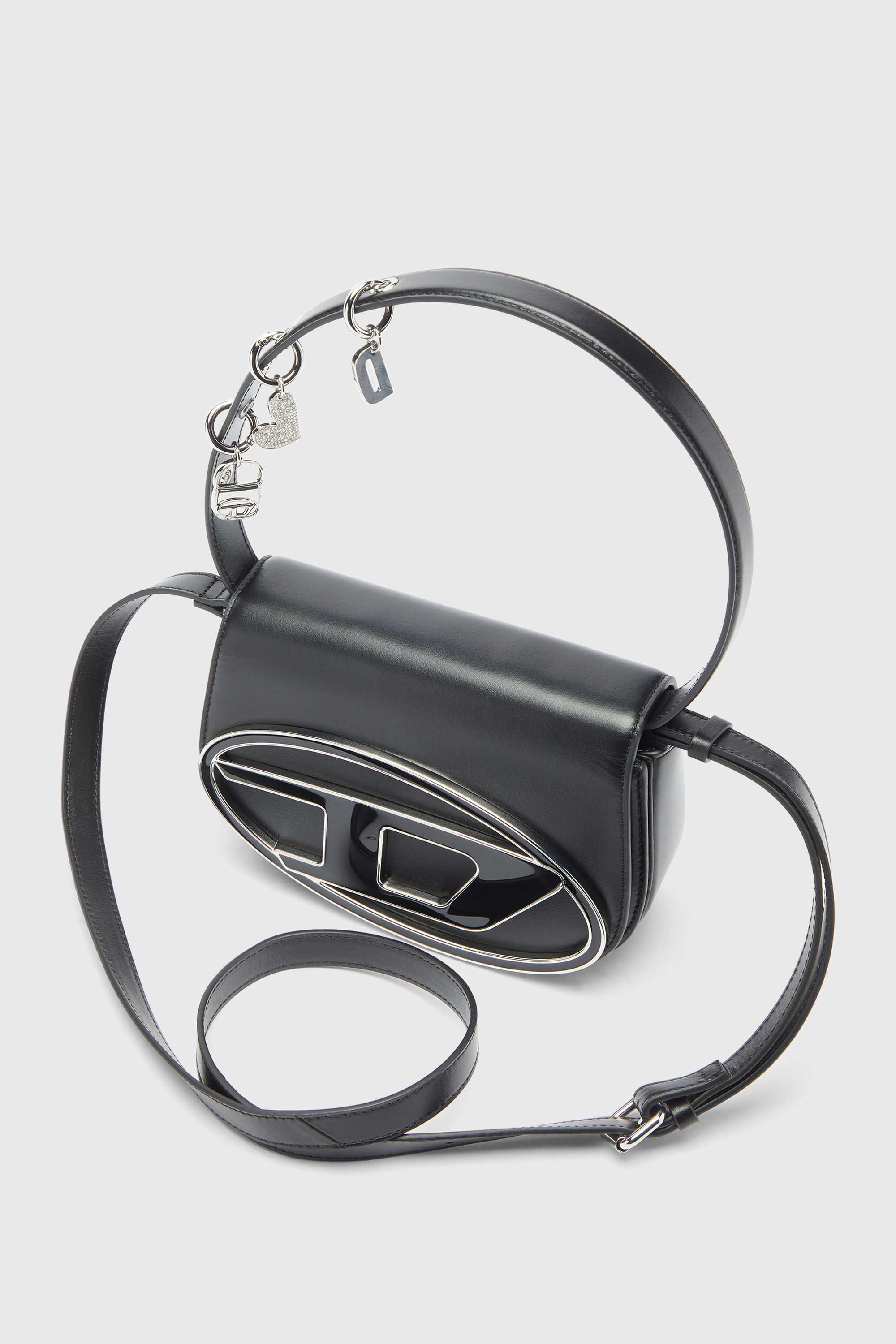 Diesel - 1DR, Woman's 1DR -Iconic shoulder bag in leather with handle charms in Black - 5