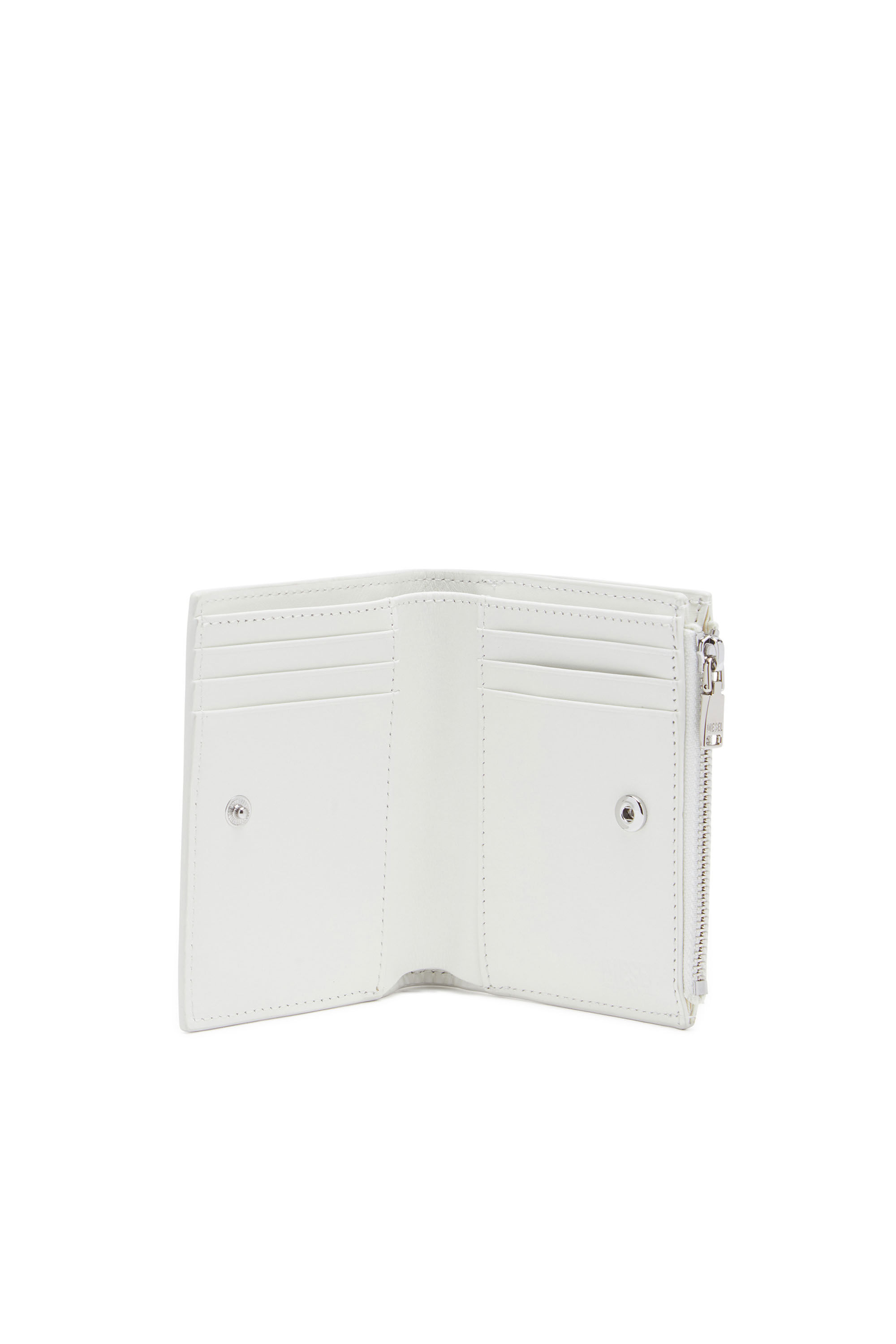 Diesel - 1DR-FOLD BI-FOLD ZIP II, Woman Small leather wallet with embossed logo in White - Image 3