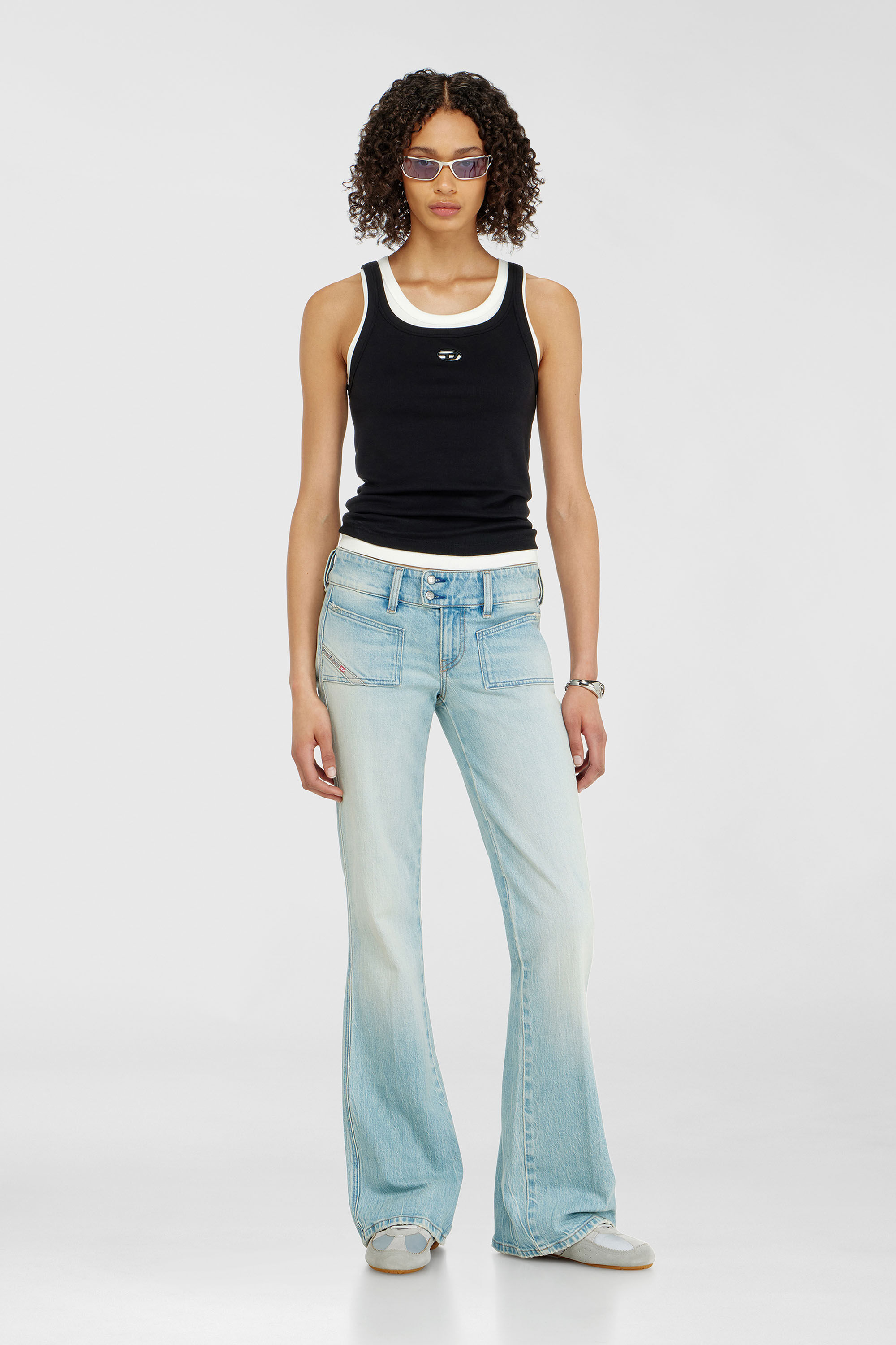 Diesel - D-MILE LOW II W, Woman's D-Mile-Flat sneakers with suede overlays in Light Blue - 7