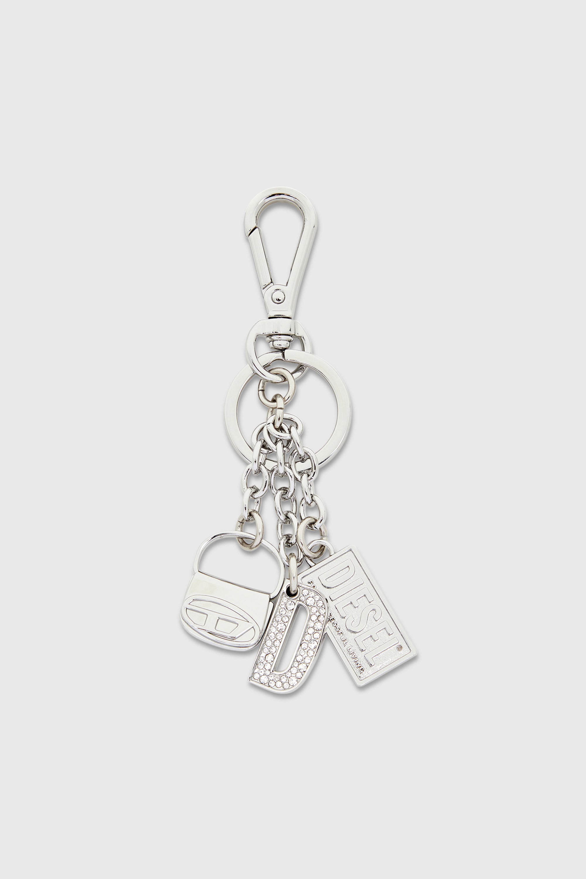 Diesel - 1DR KEY MULTICHARM, Woman's Metal keyring with logo charms in Silver - 1
