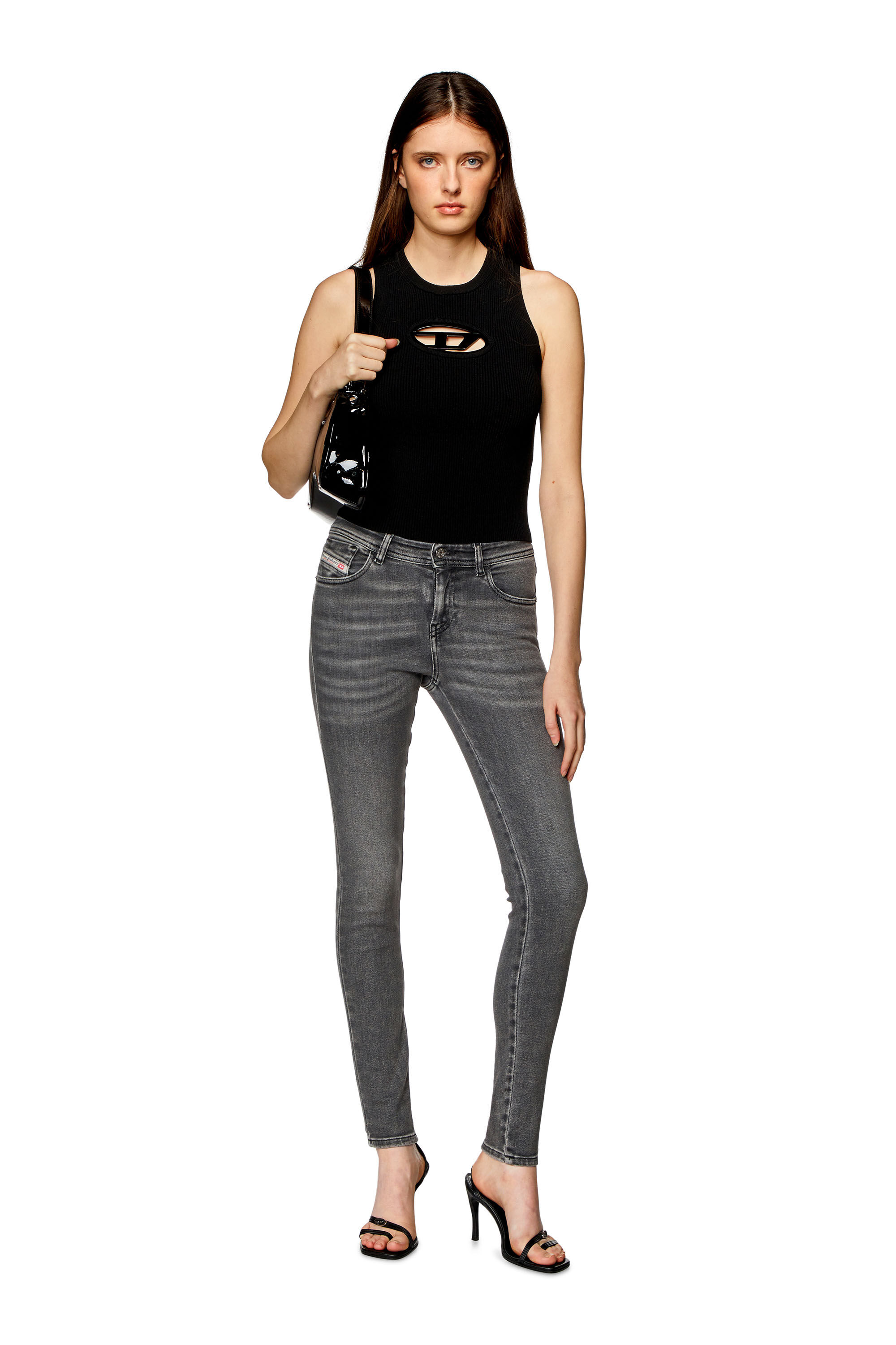 Diesel - Woman Super skinny Jeans 2017 Slandy 09H86, Black/Dark grey - Image 4