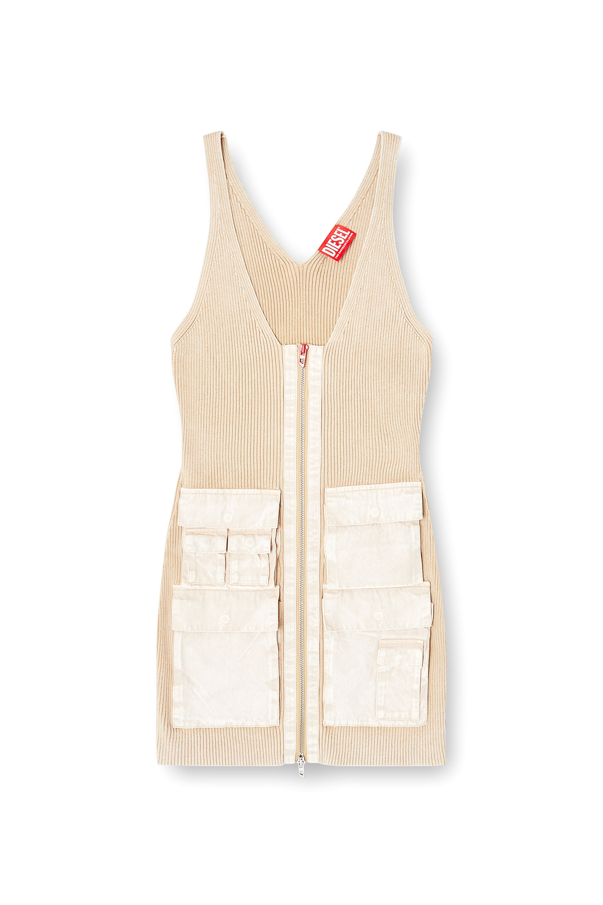 Diesel - M-GABRIELLE, Woman's Rib-knit short dress with cargo pockets in null - 2