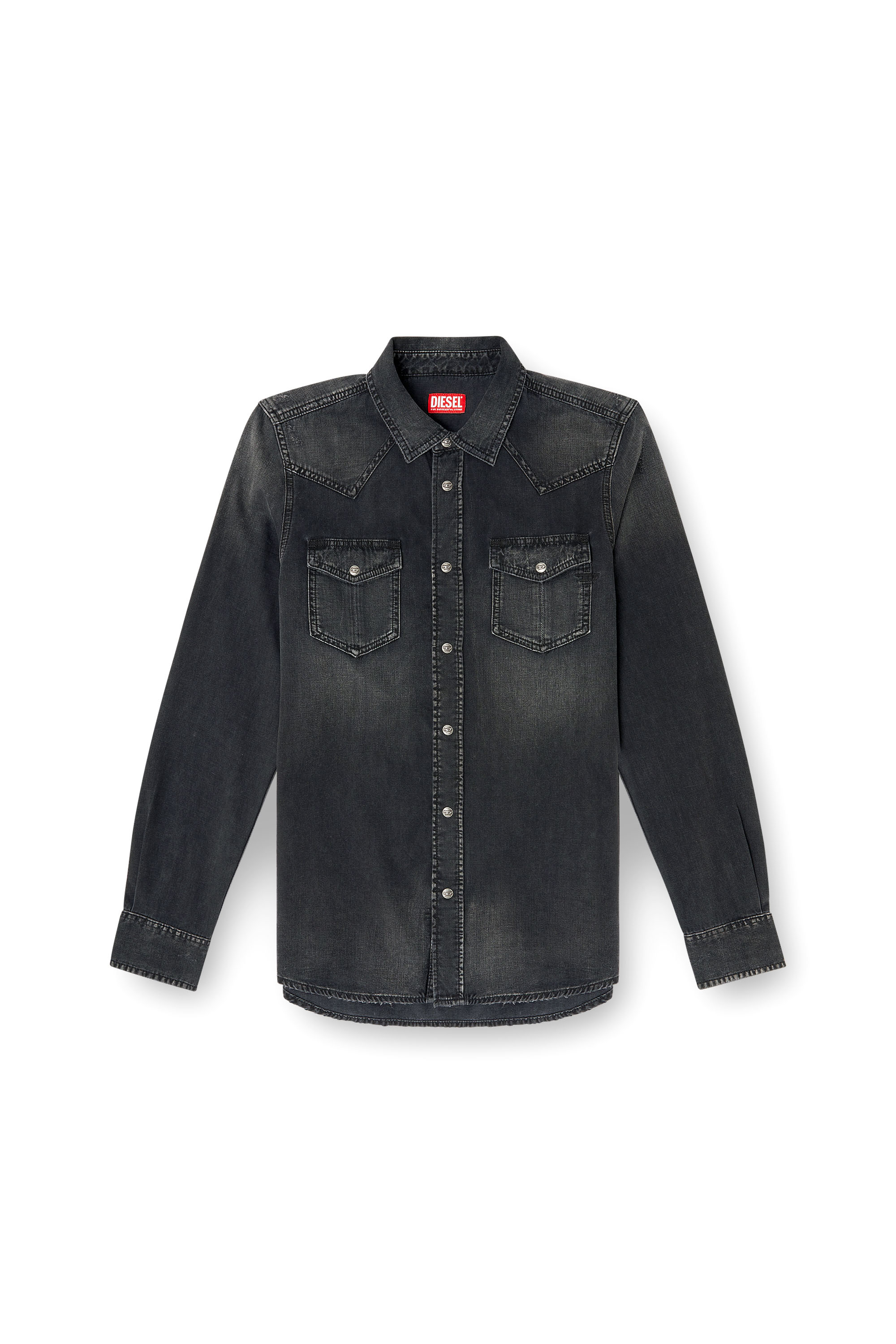 Diesel - D-VEGA, Man's Denim overshirt in Black - 3