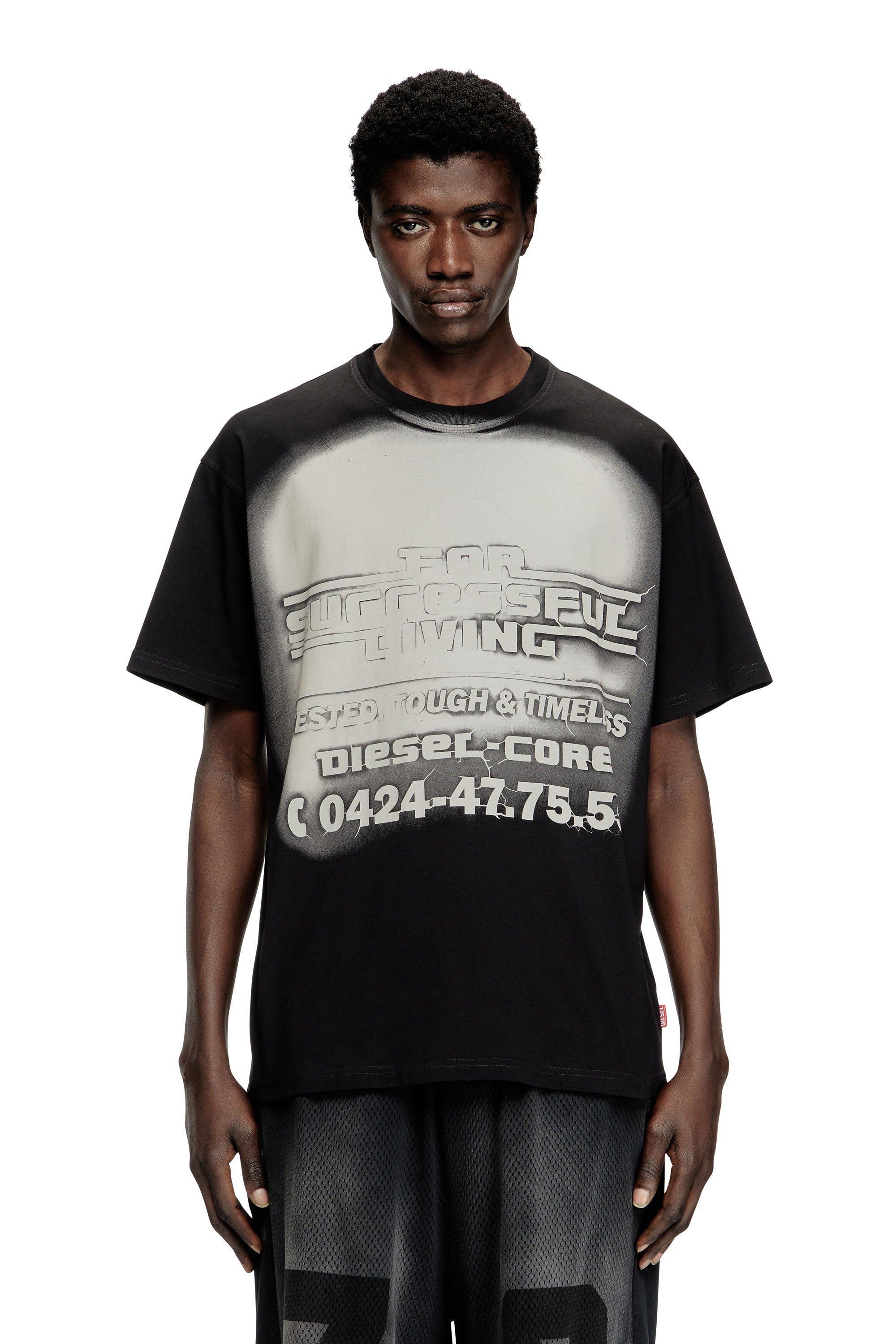 Diesel - T-BOXT-R15, Man's T-shirt with blowout logo graphic in Black - 1